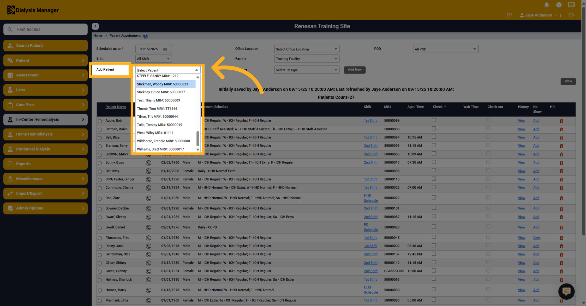 Select Patient Record