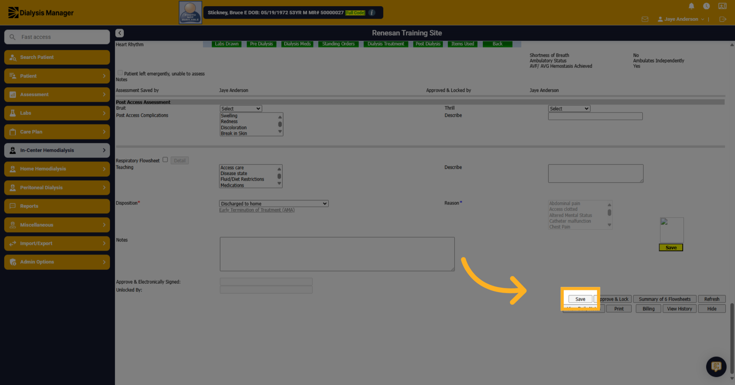 Save Flow Sheet Data