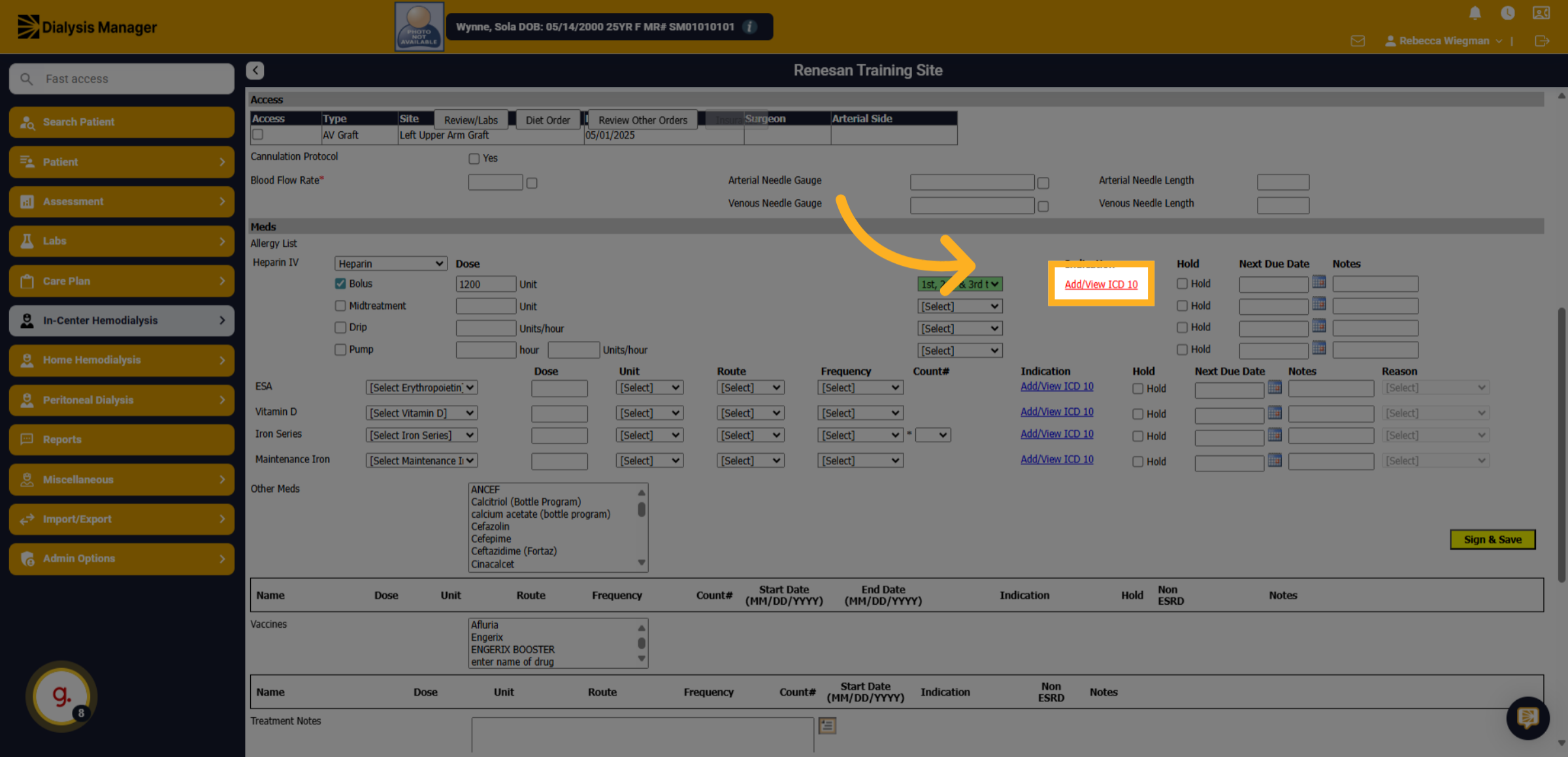 Click 'Add/View ICD 10'