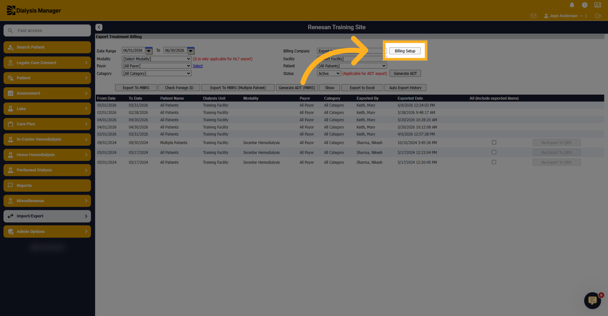 Navigate to Billing Setup