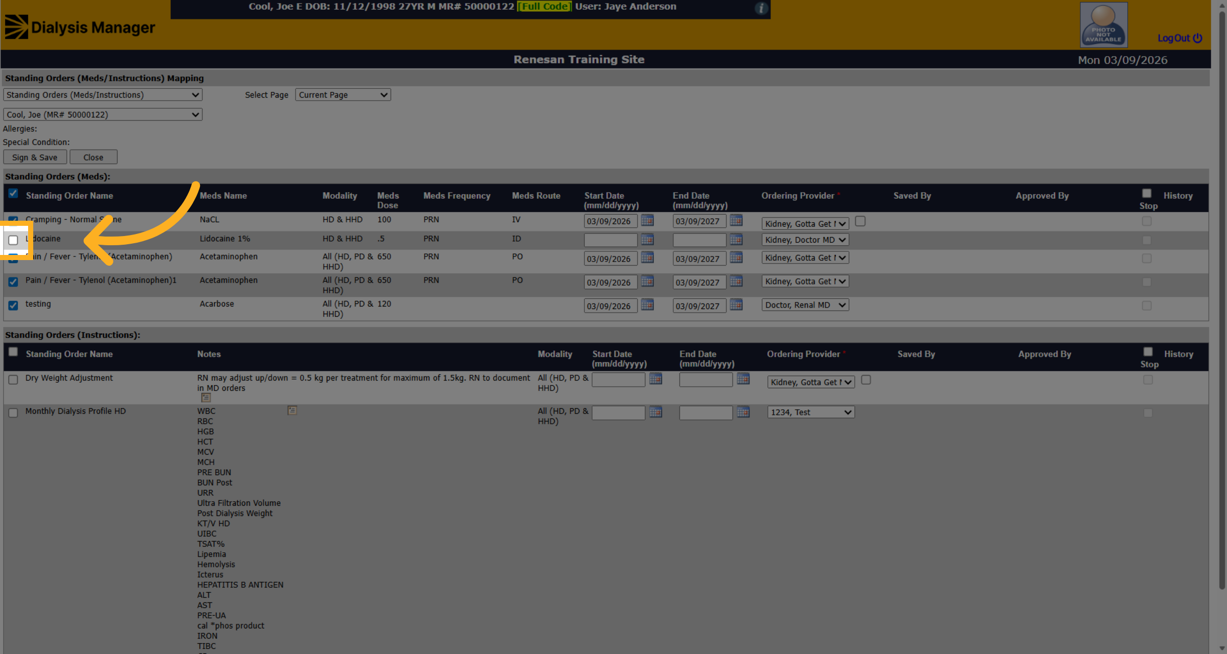 Fill Individual Standing Order