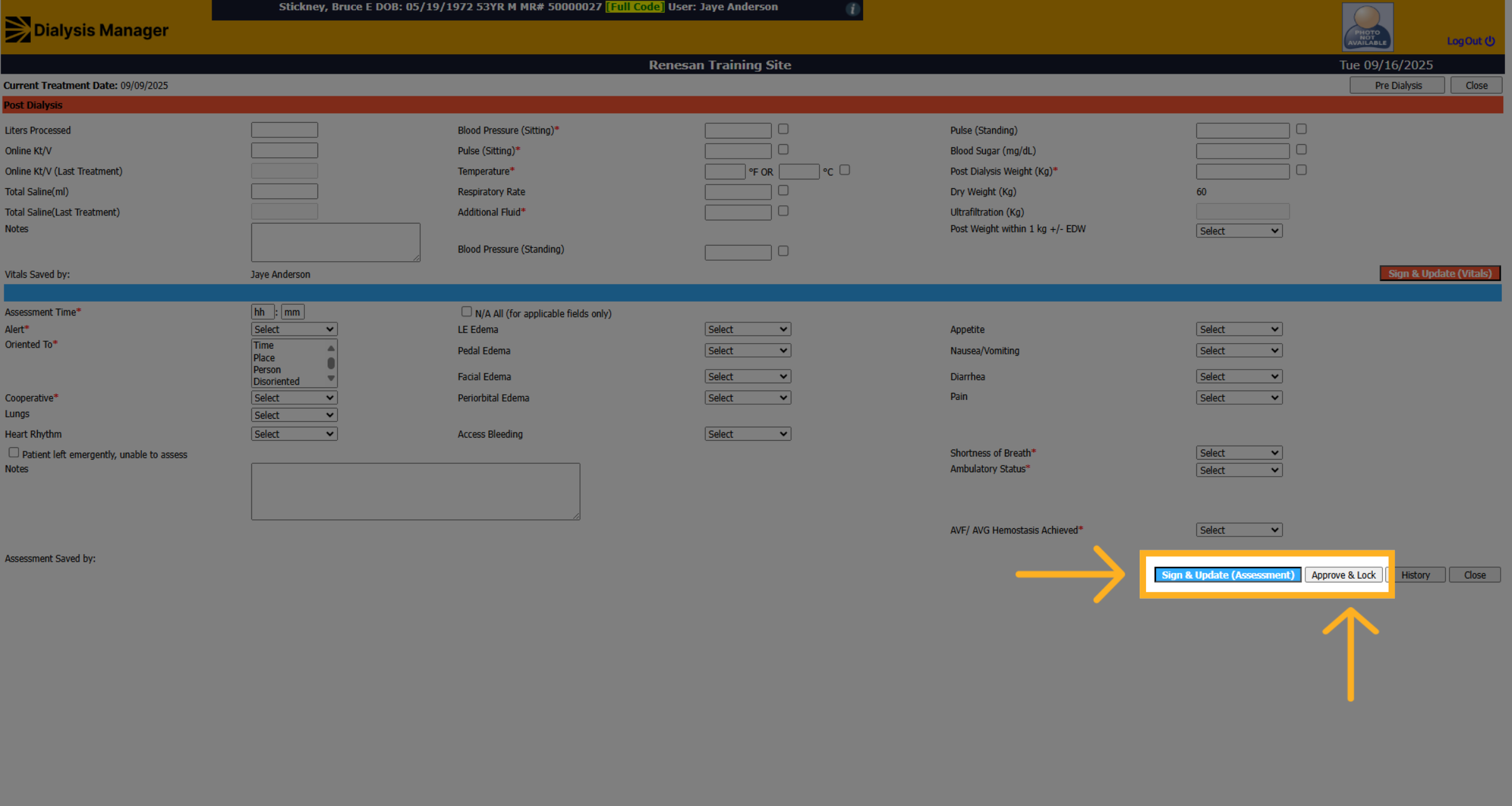Click 'Sign & Update (Assessment)'