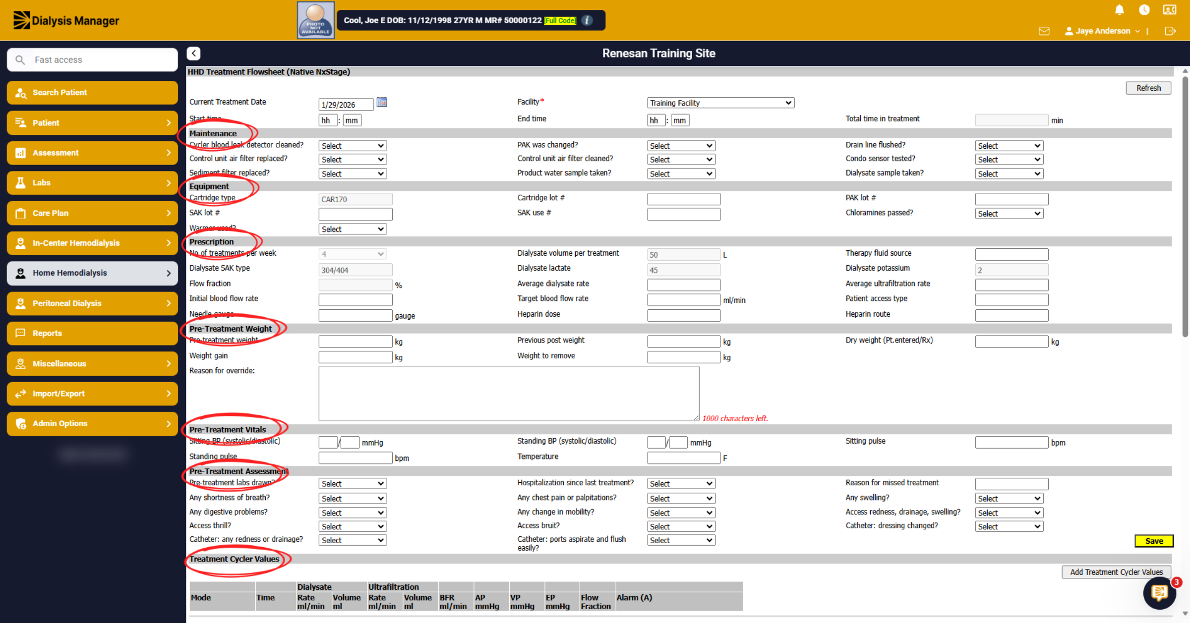 Select Maintenance Tab