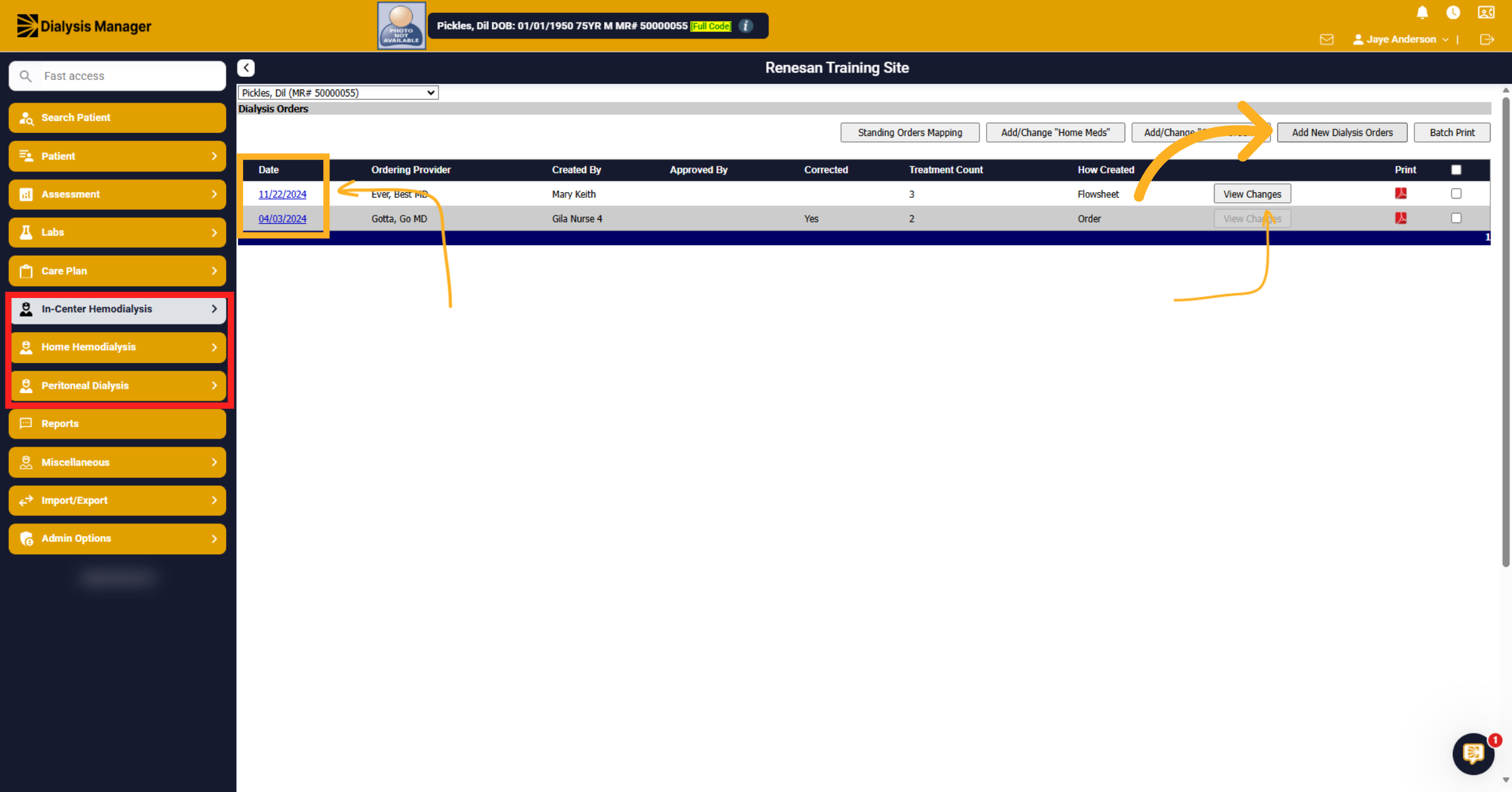 Add New Dialysis Order