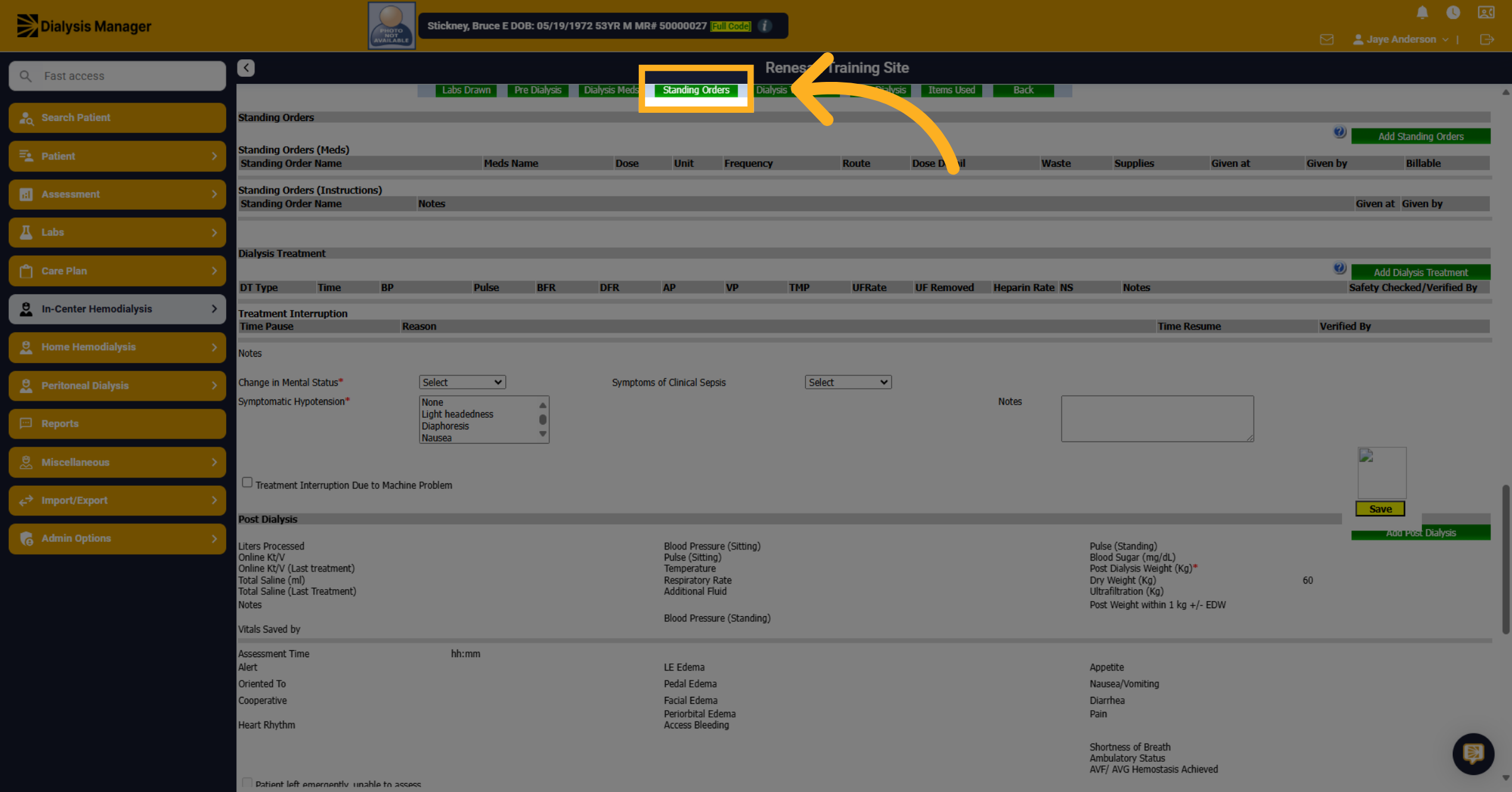Click 'Standing Orders'