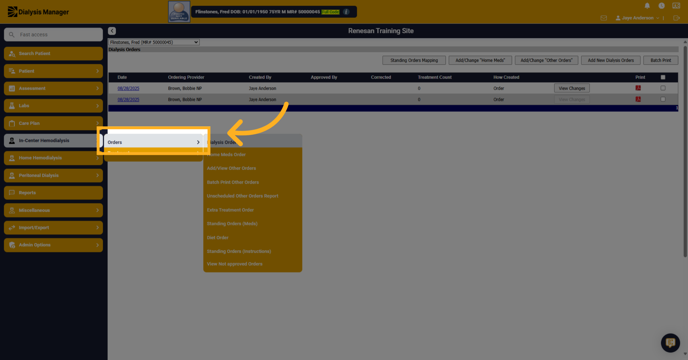 Click 'Orders'