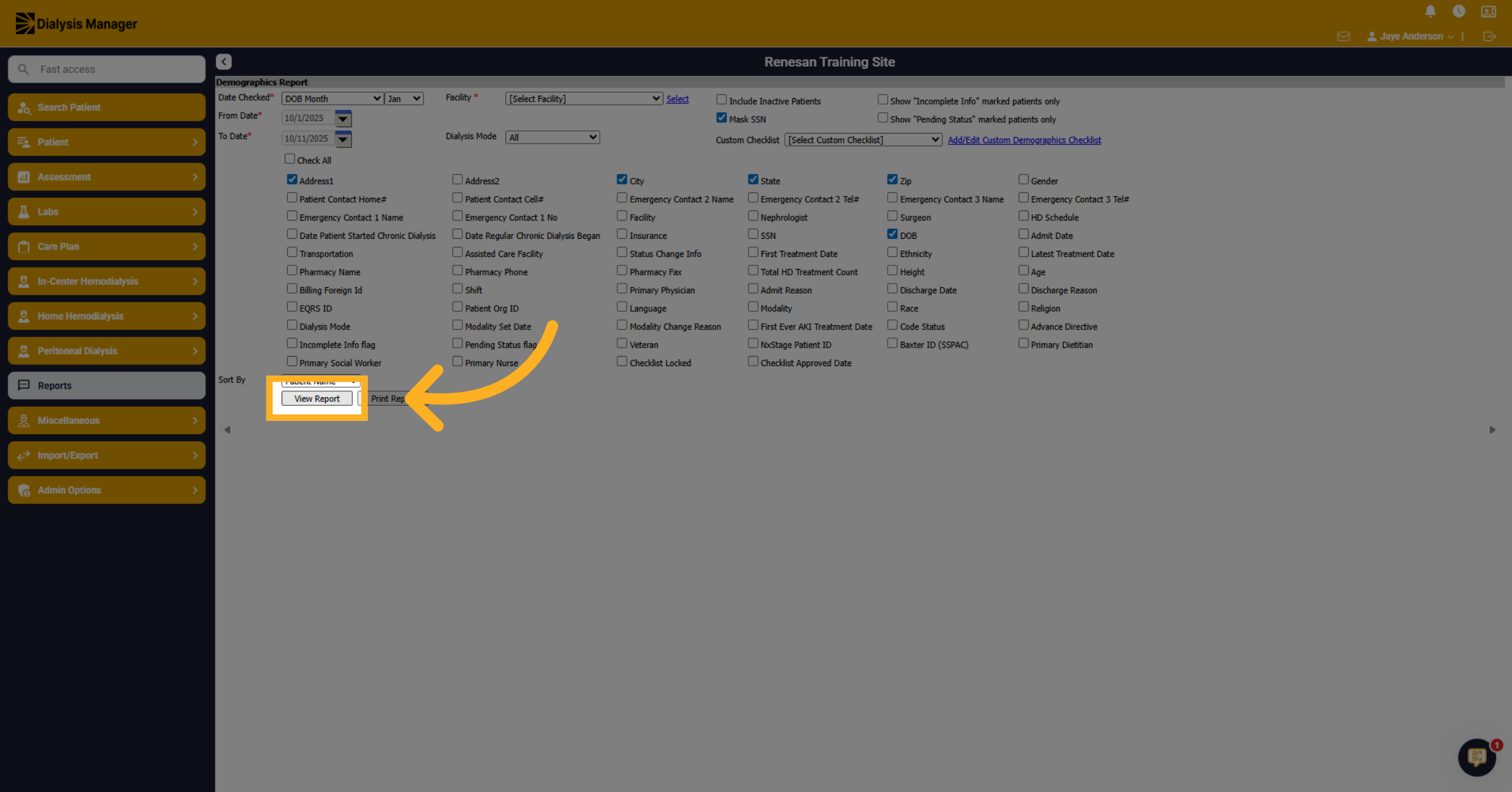 Generate Report View