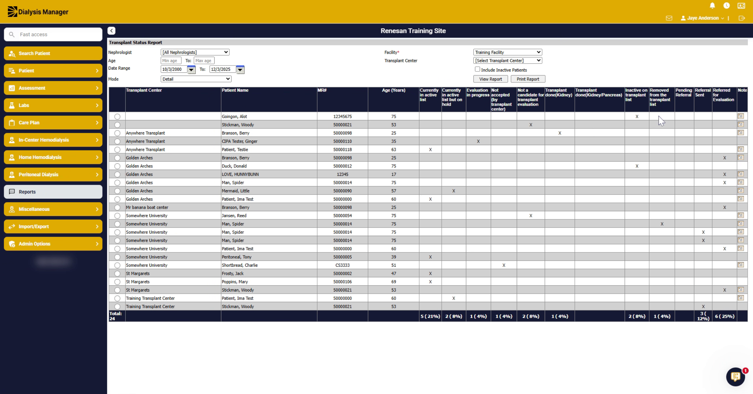 Open Reports Section