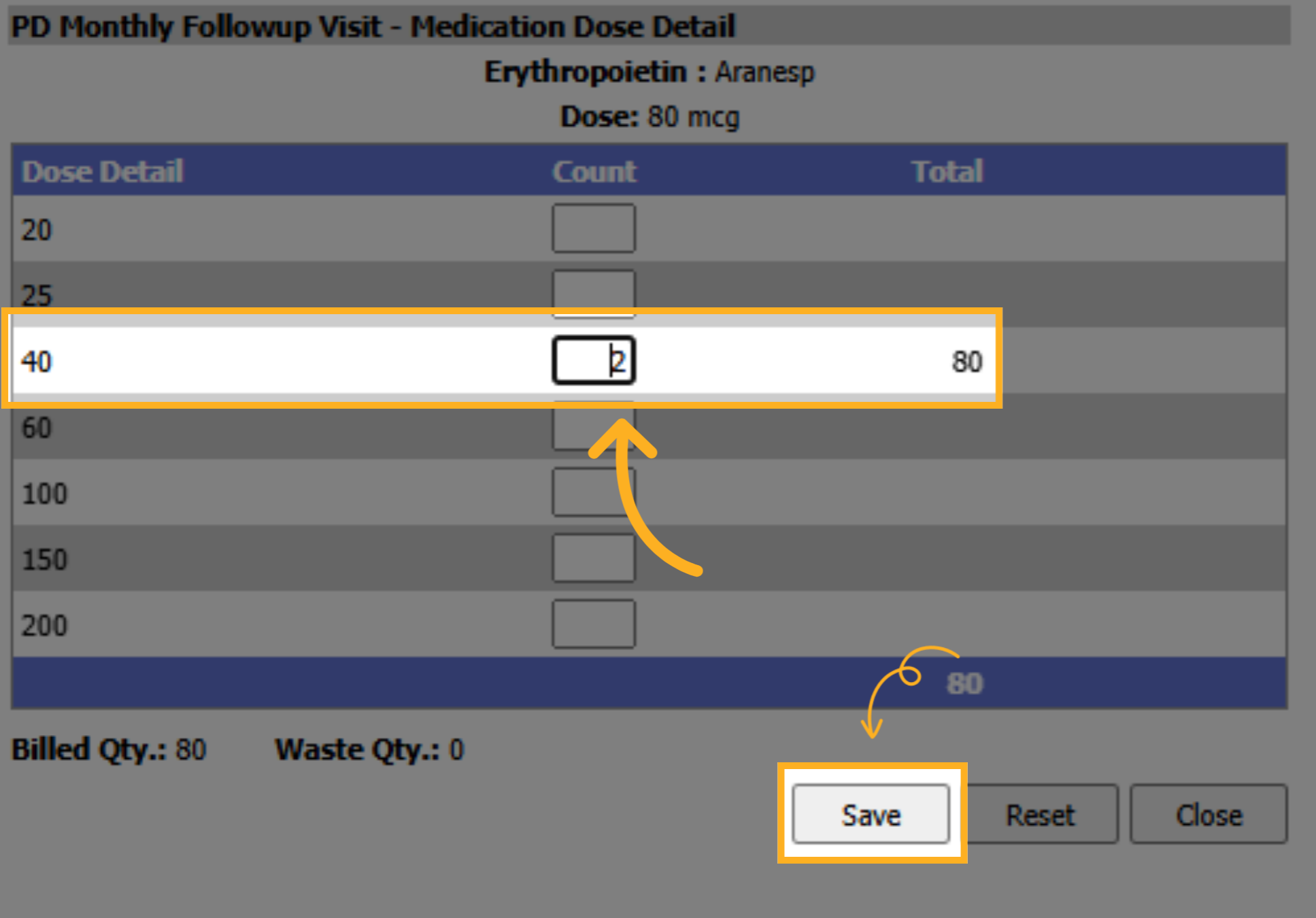Select Dose Amount