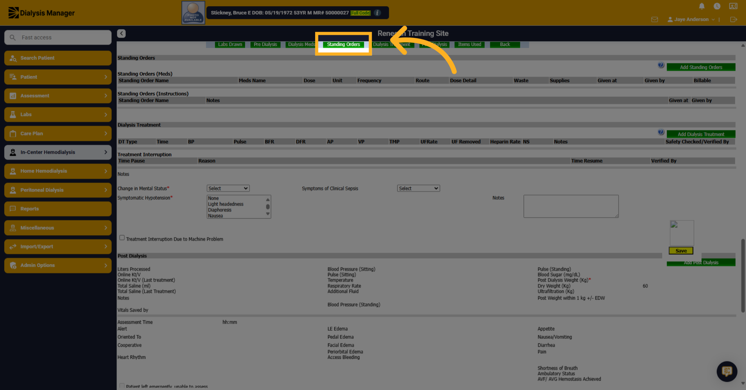 Click 'Standing Orders'