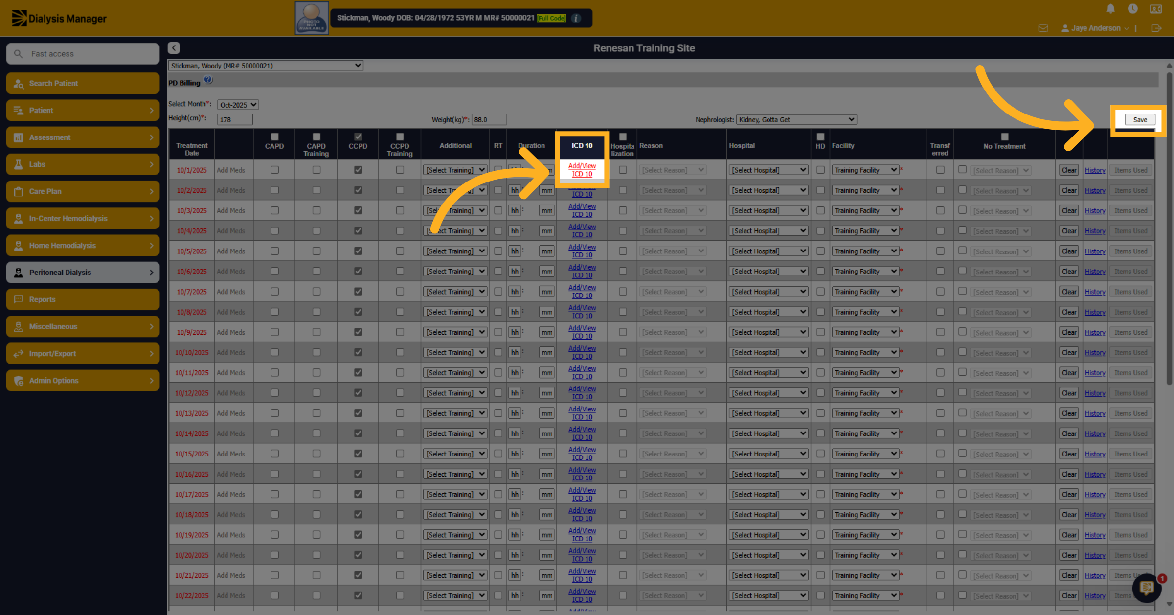 Add or View ICD 10 Codes