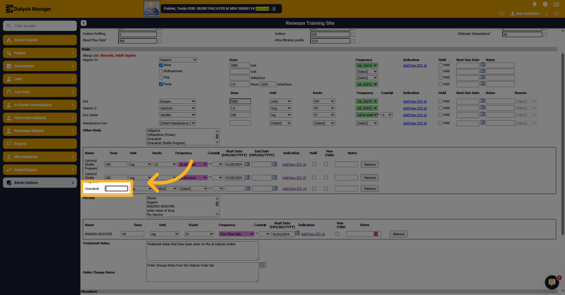 Click Medication Field