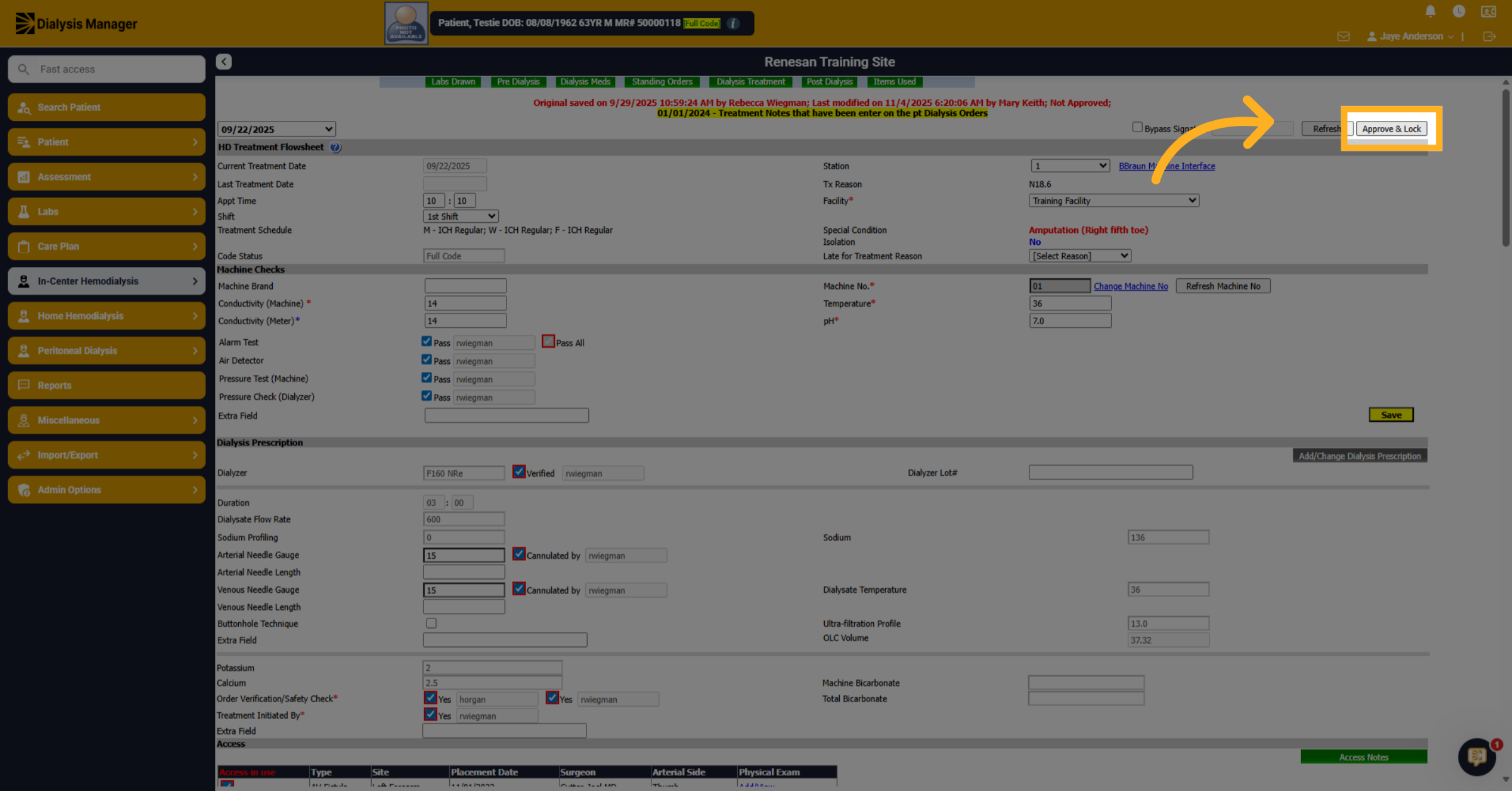 Approve and Lock Flowsheet