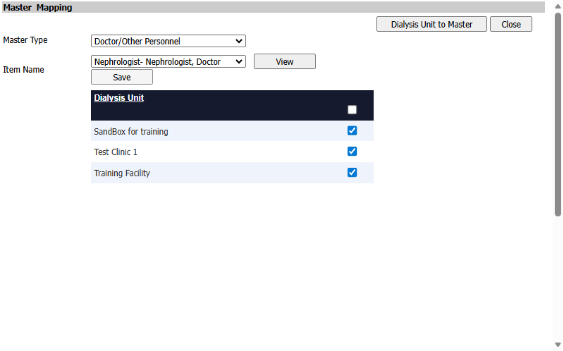 Save Master Mapping