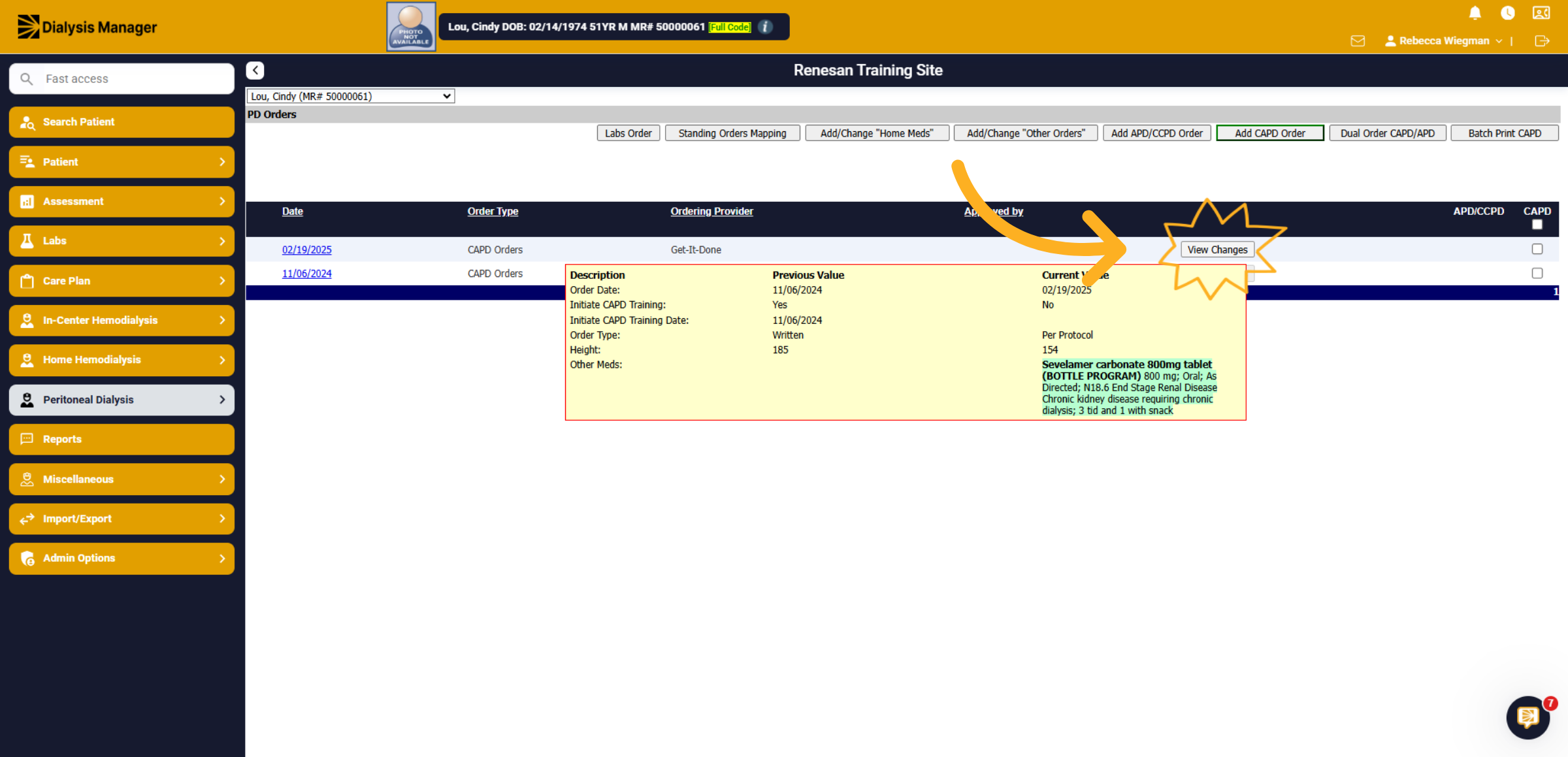 PD Orders Screen