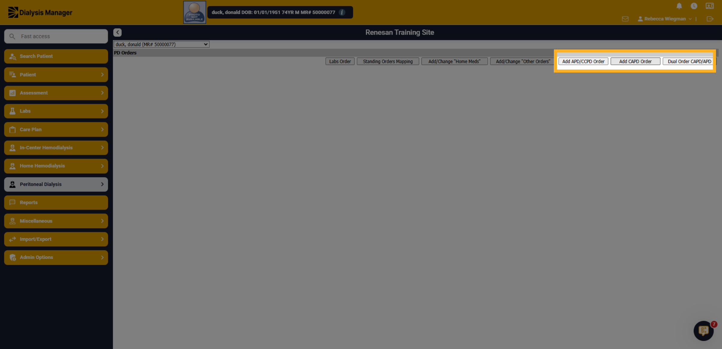 Click 'Add CAPD Order'
