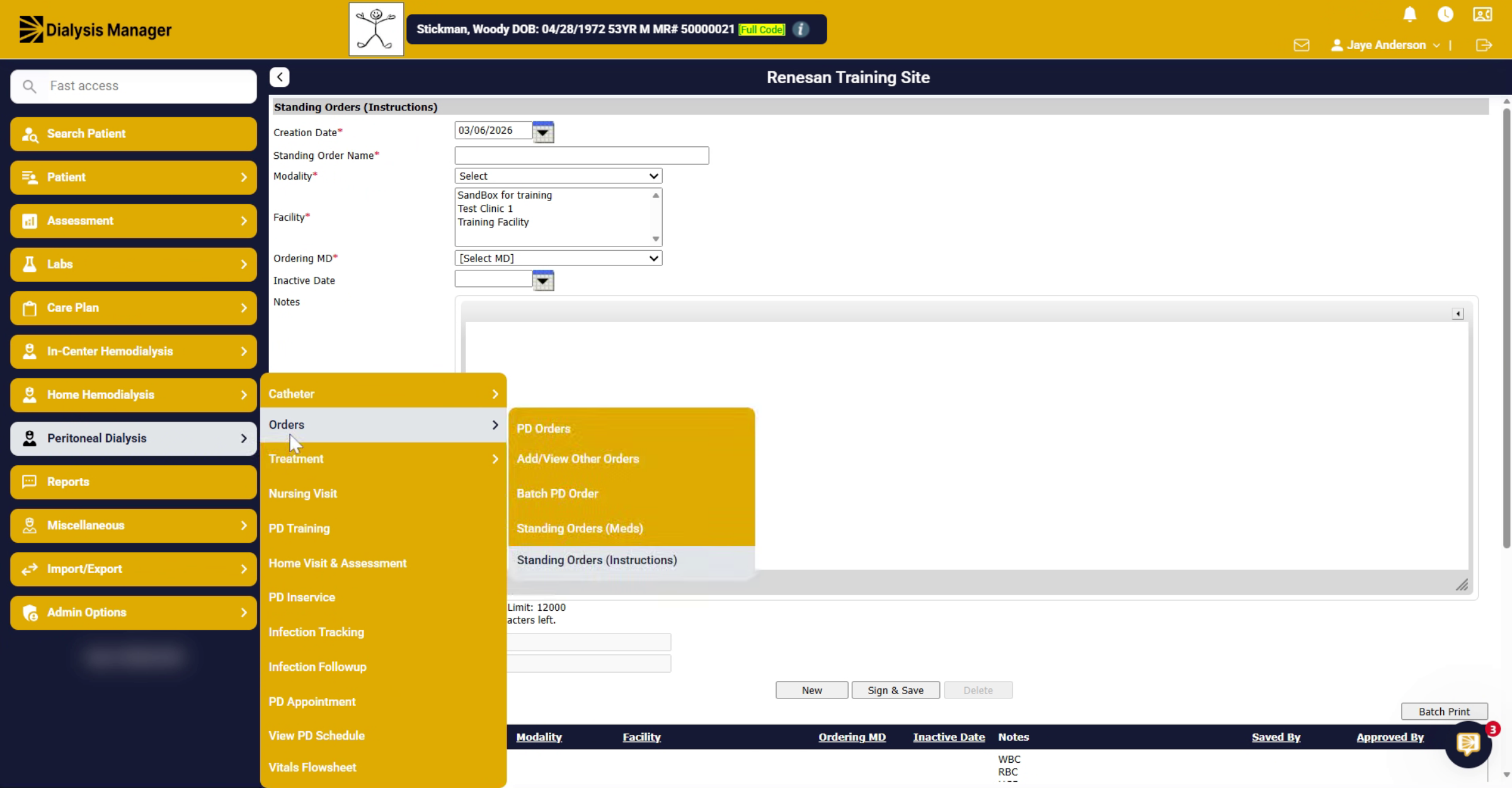 Access Order Menus