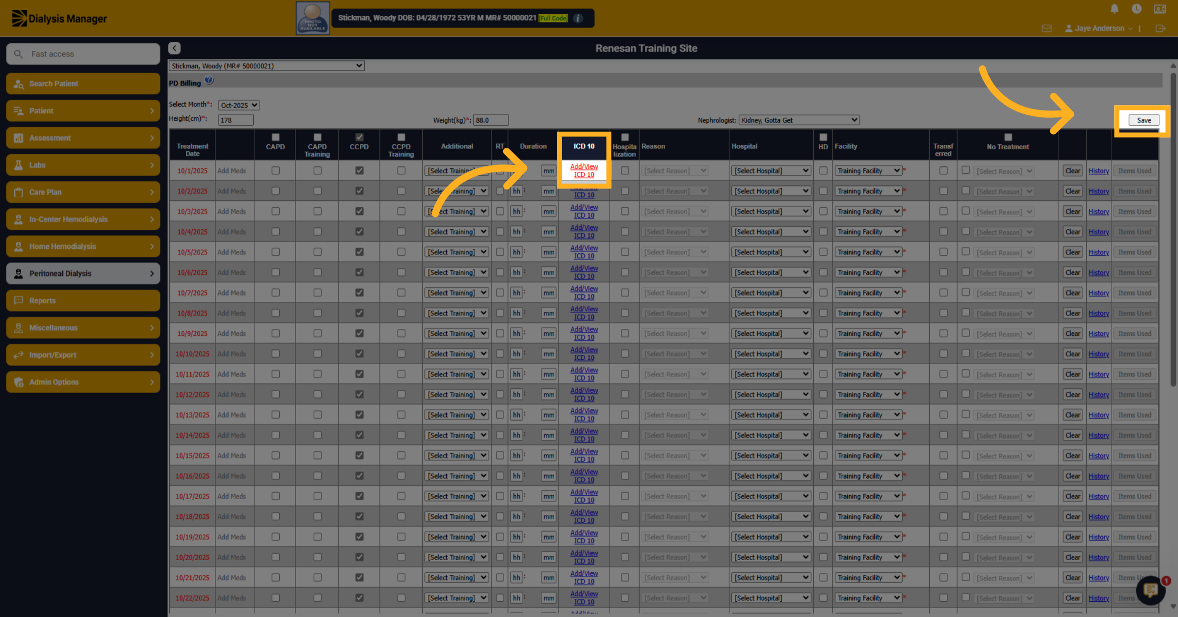 Add or View ICD 10 Codes