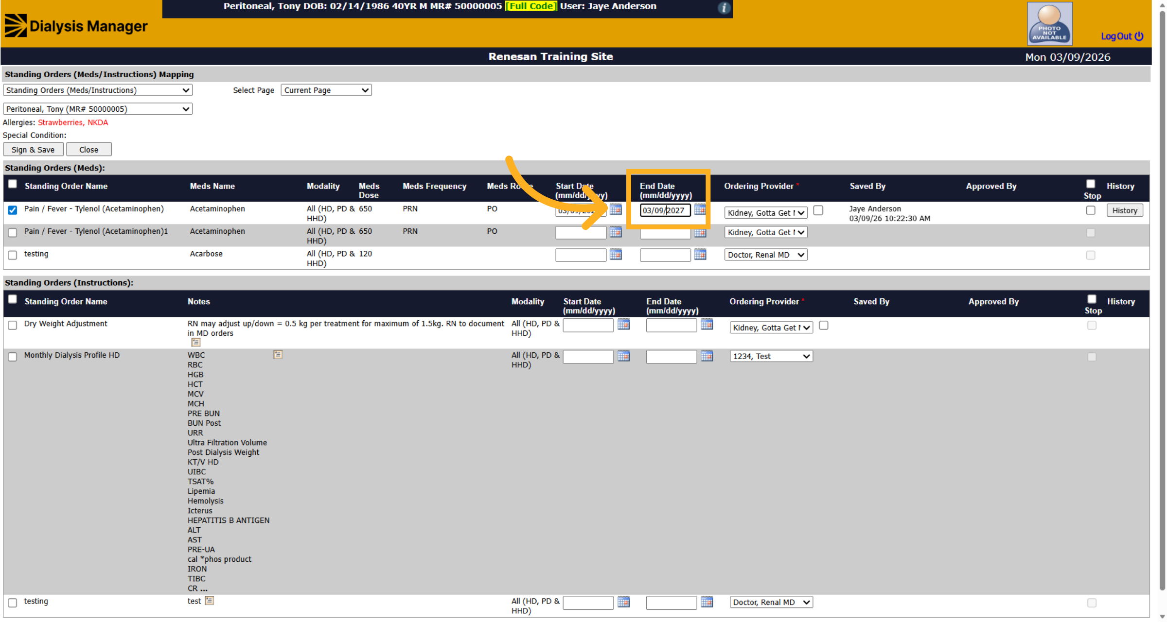 View Auto-Set End Date