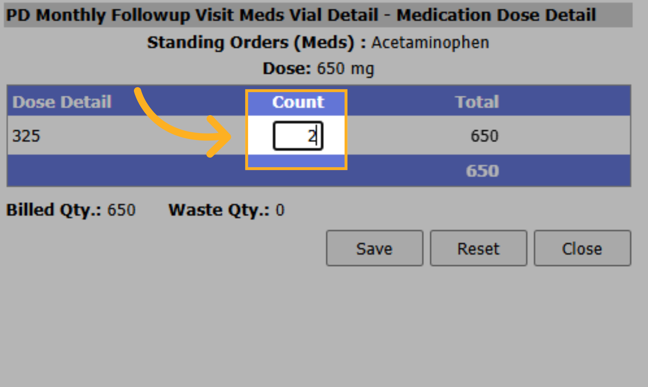 Enter Medication Dose
