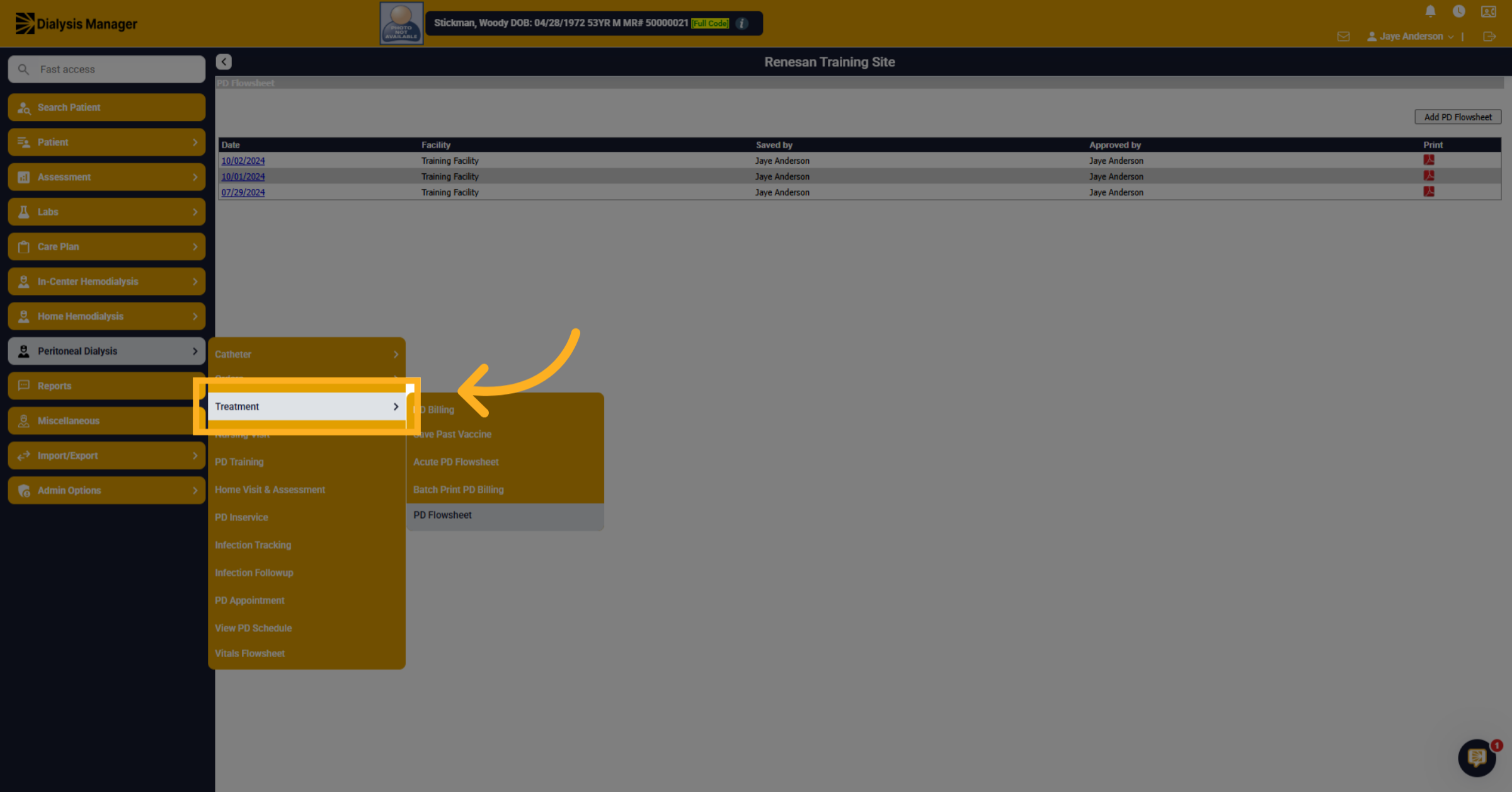 Click Treatment Tab