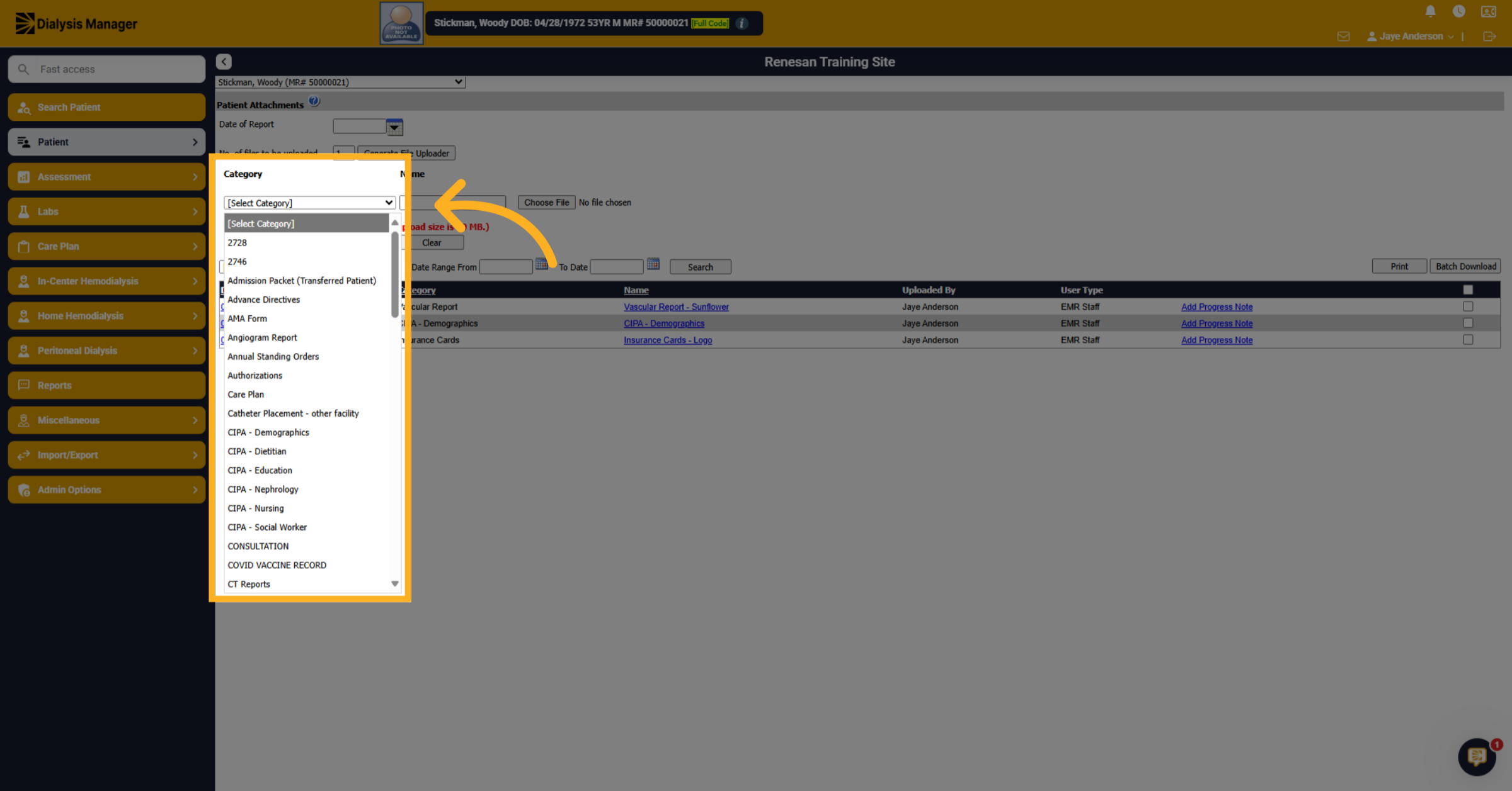 Select Attachment Category