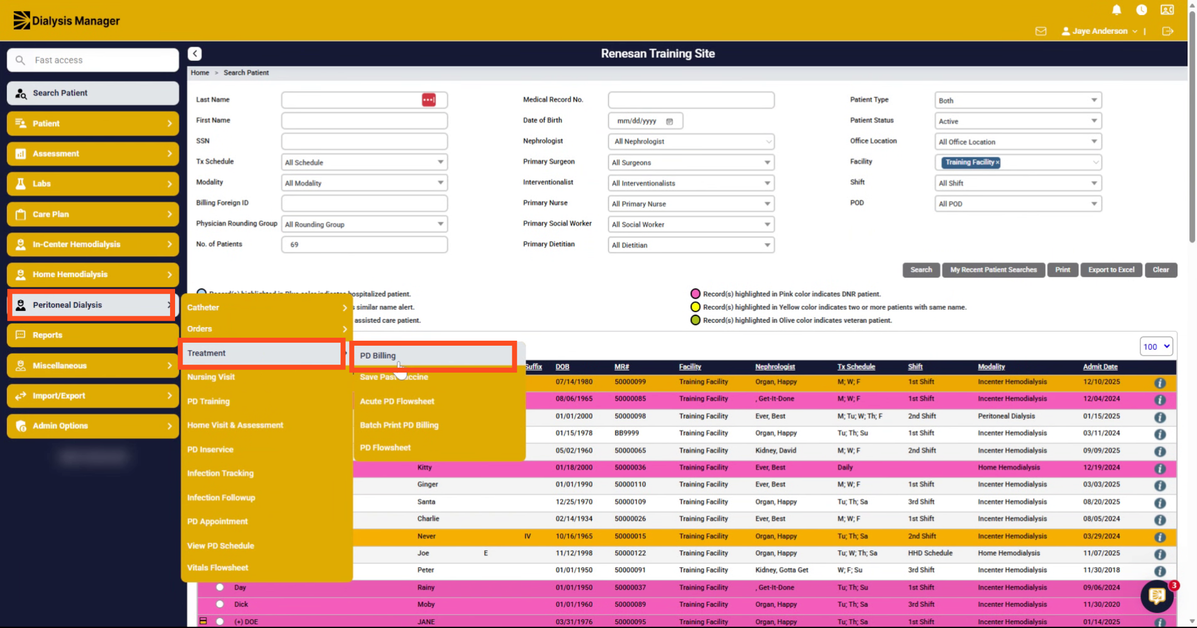 Open PD Billing Section