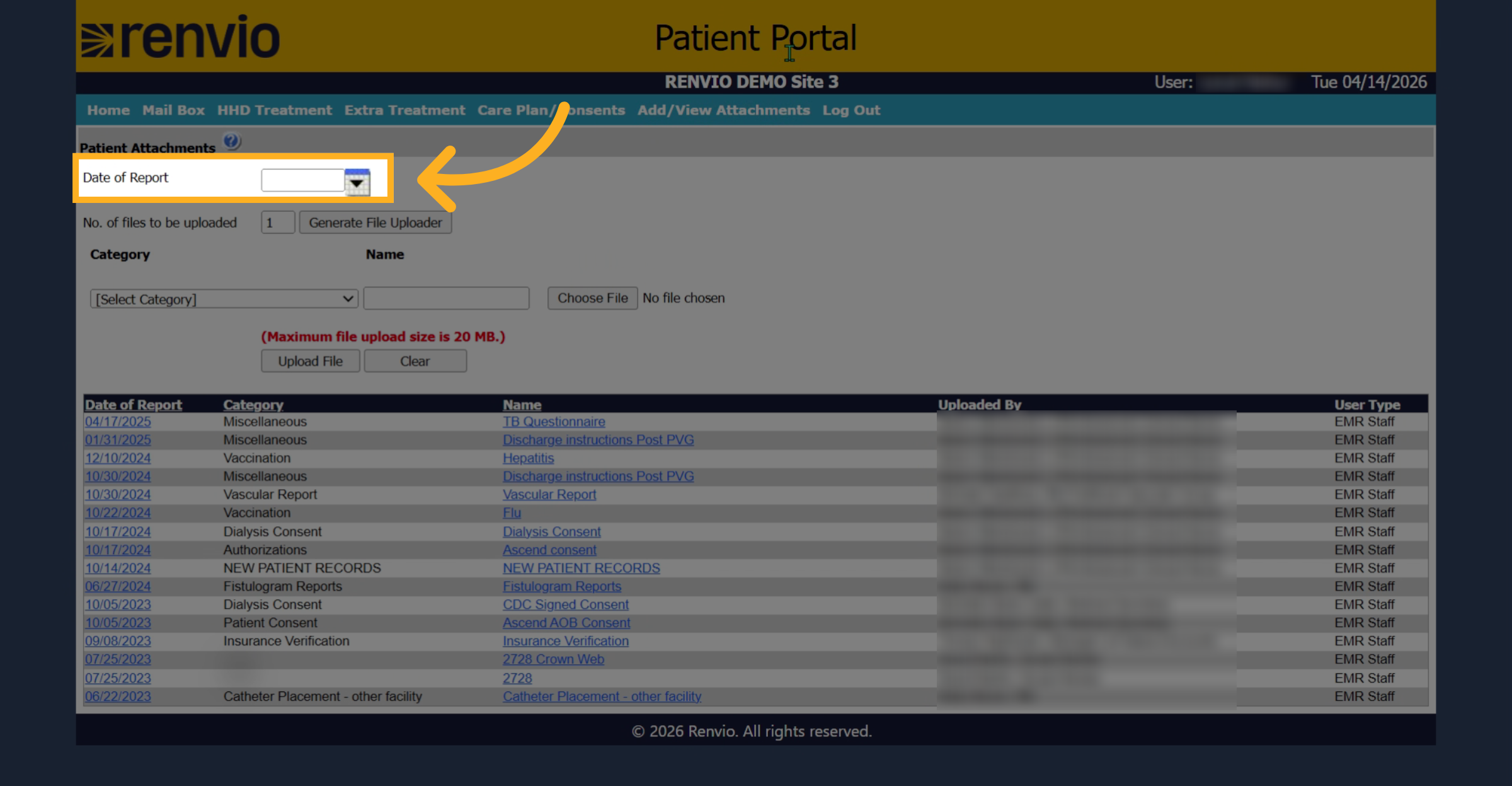 Select Report Date