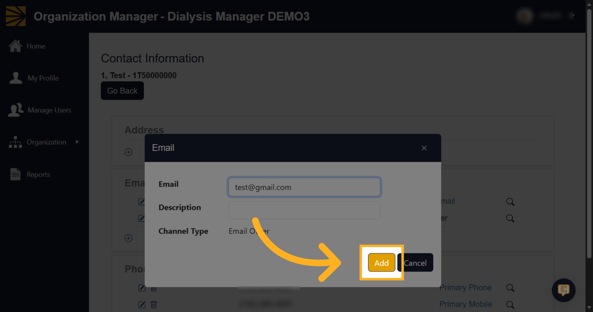 Add Email Entry