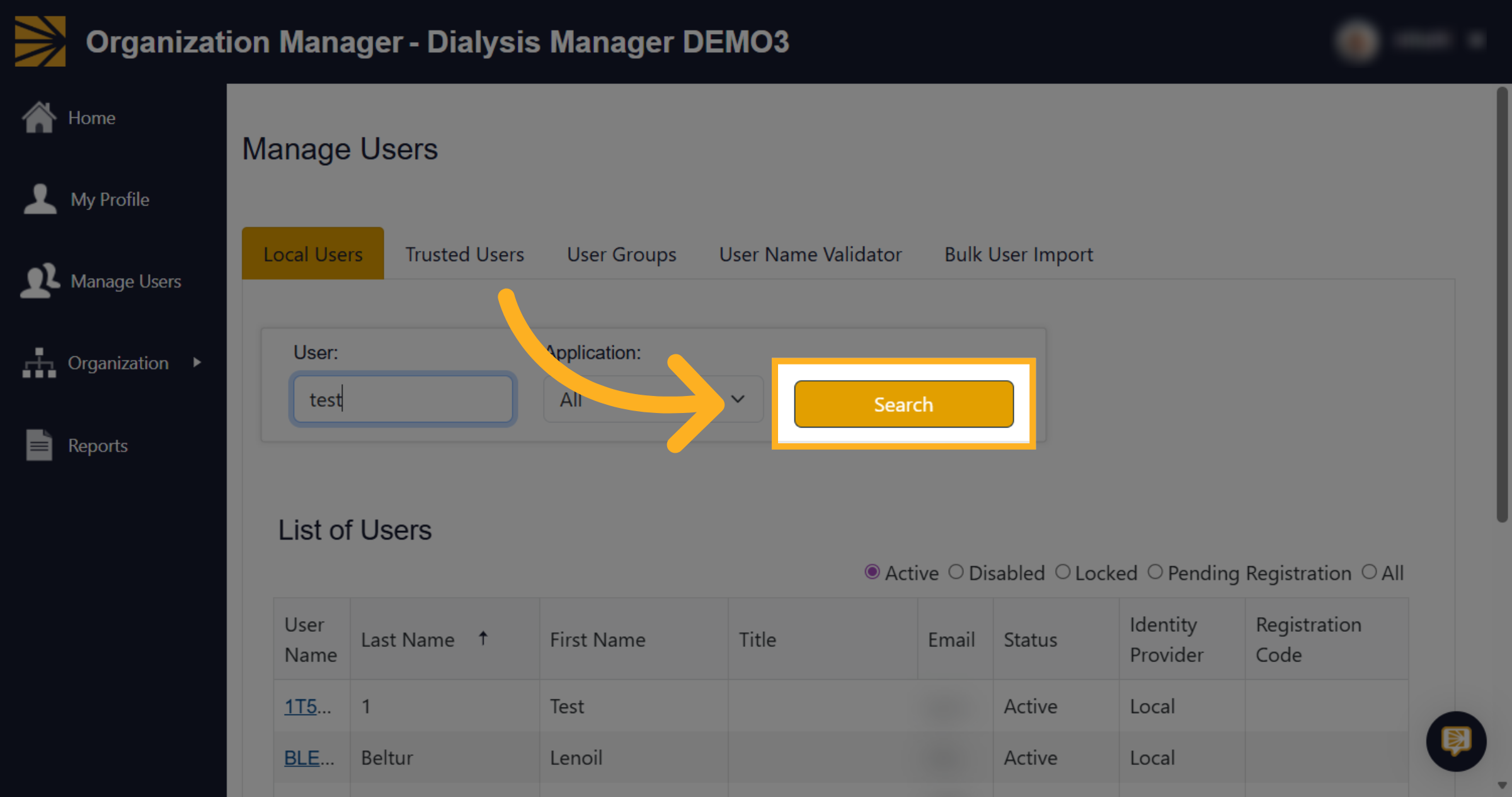 Execute User Search