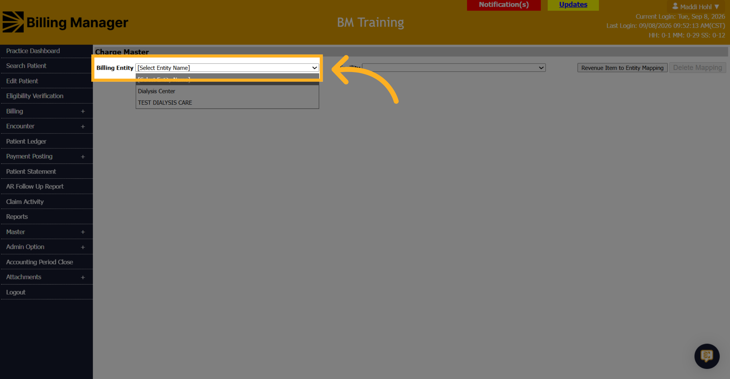 Select Entity Name