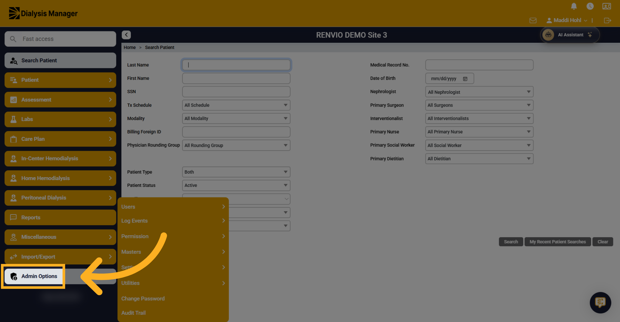 Access Admin Options