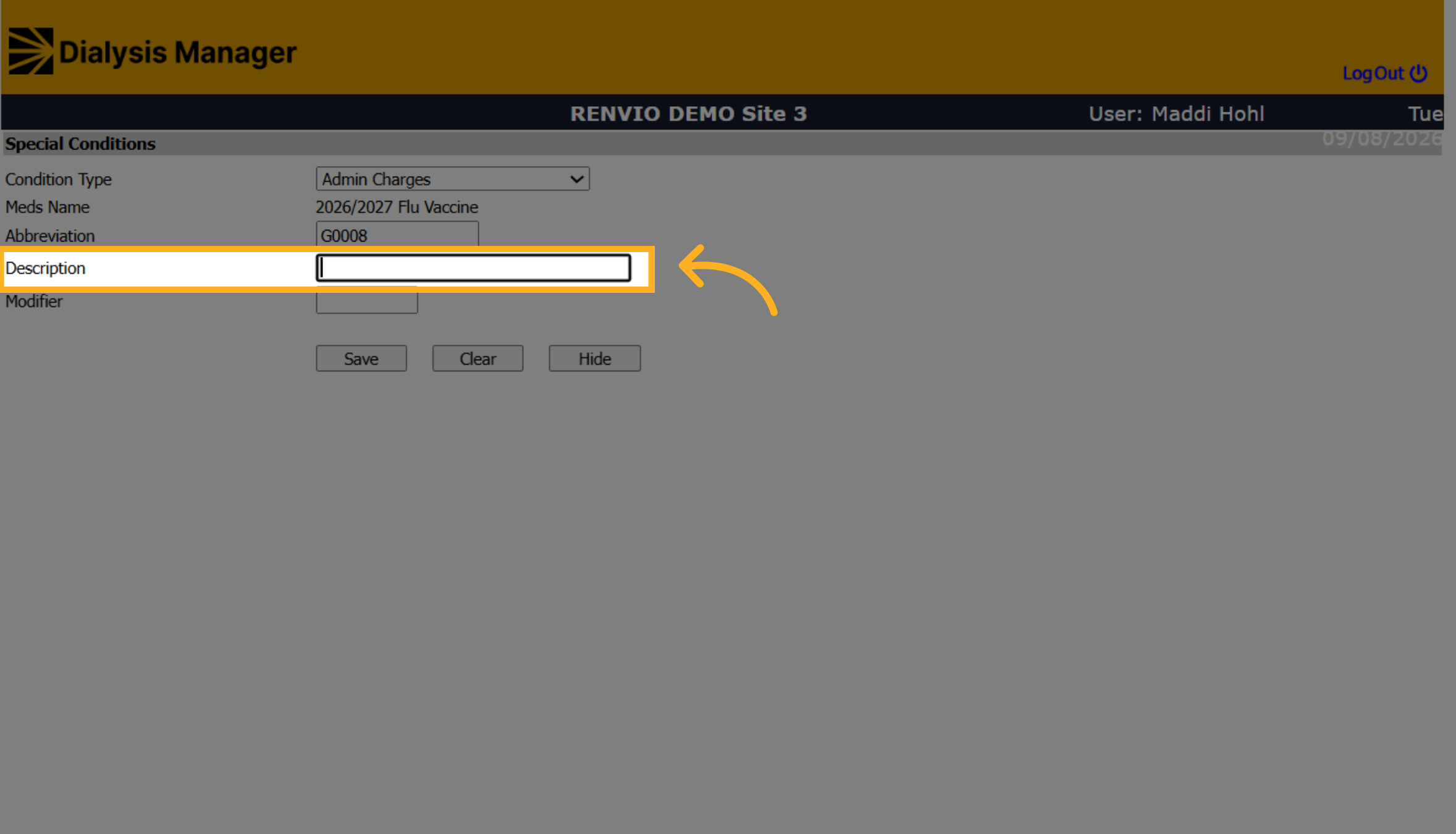 Open Description Field