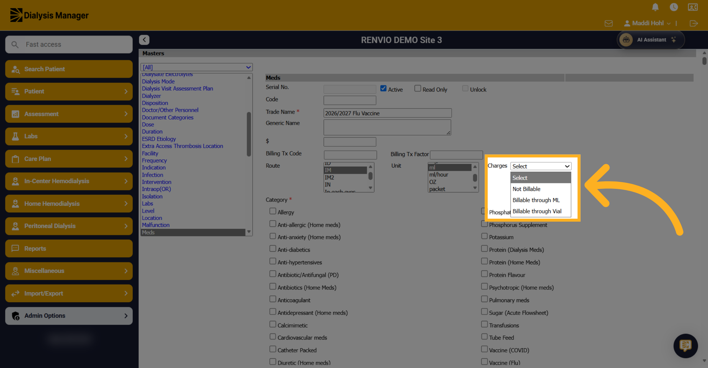 Update Billing Category