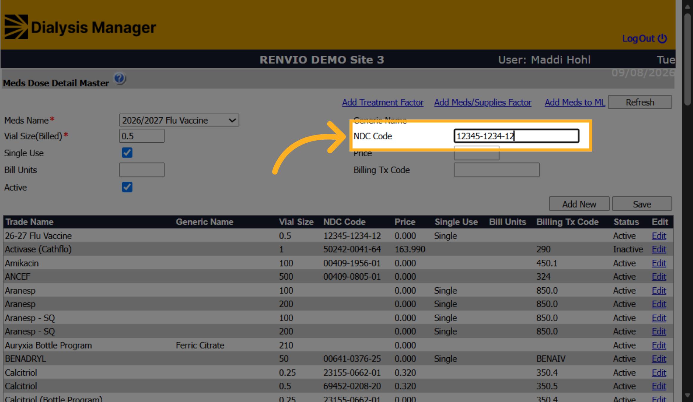 Enter NDC Code