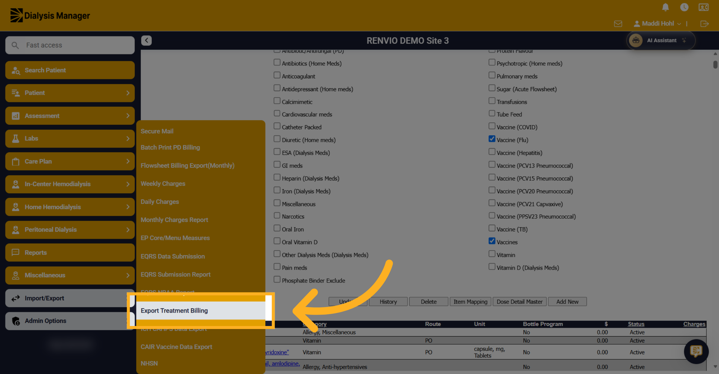 Export Billing Data