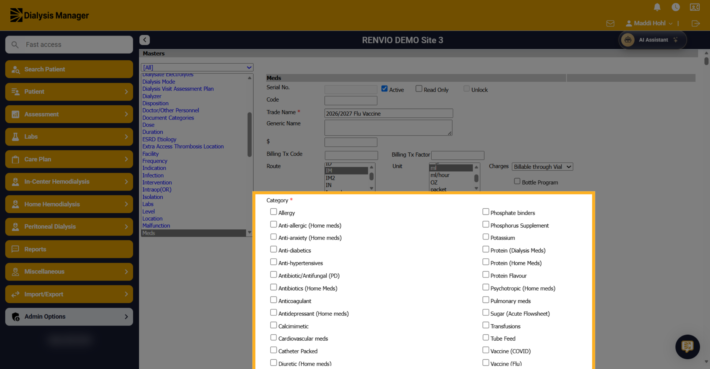 Select Report Categories