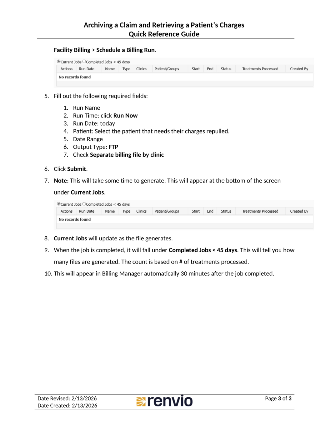 Scheduling a Billing Run