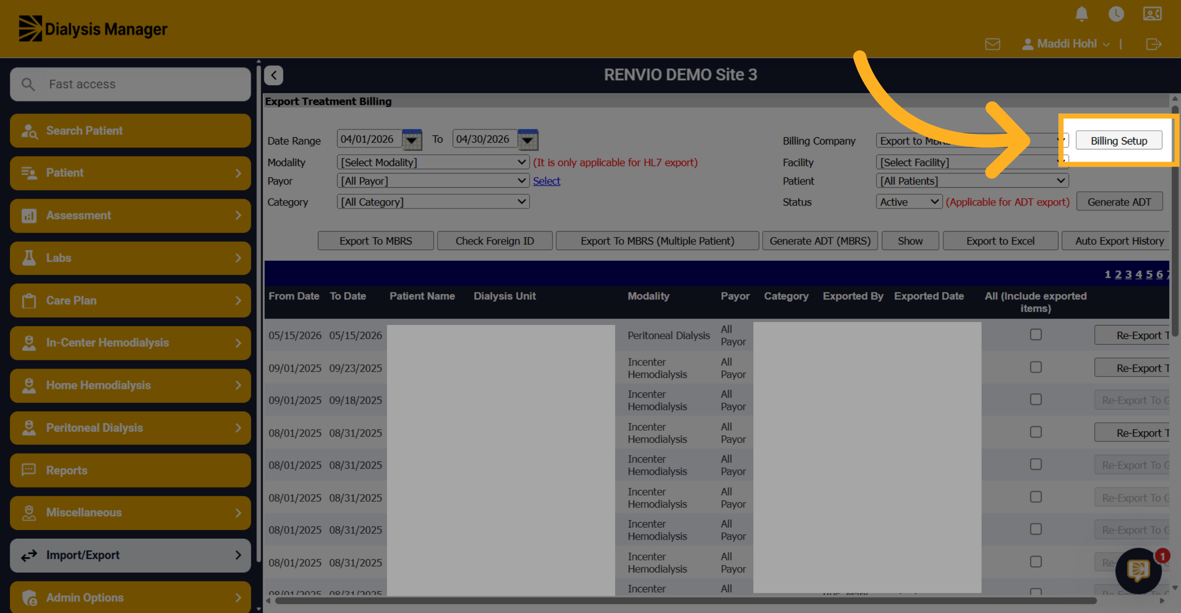 Navigate to Billing Setup