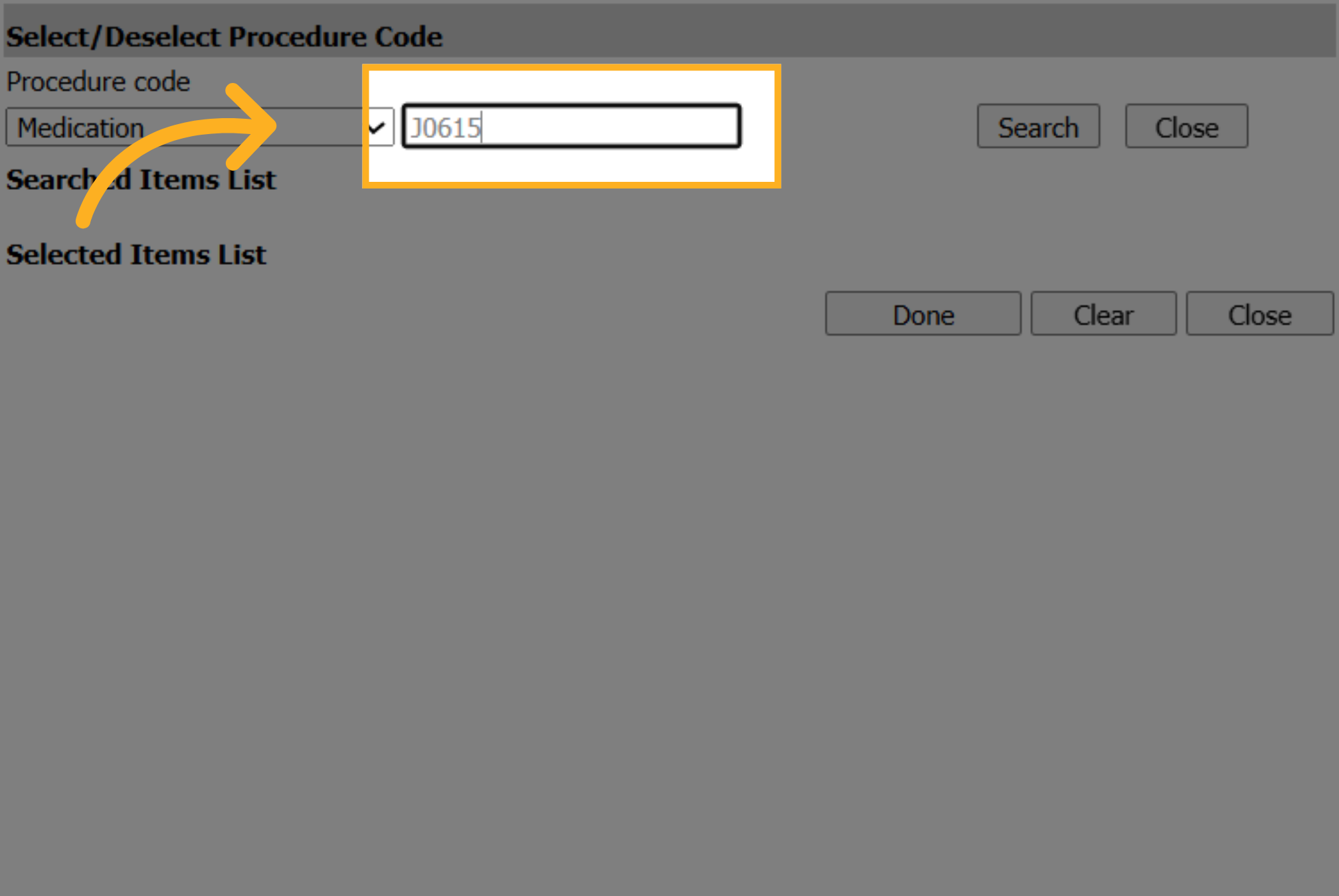 Enter Procedure Code