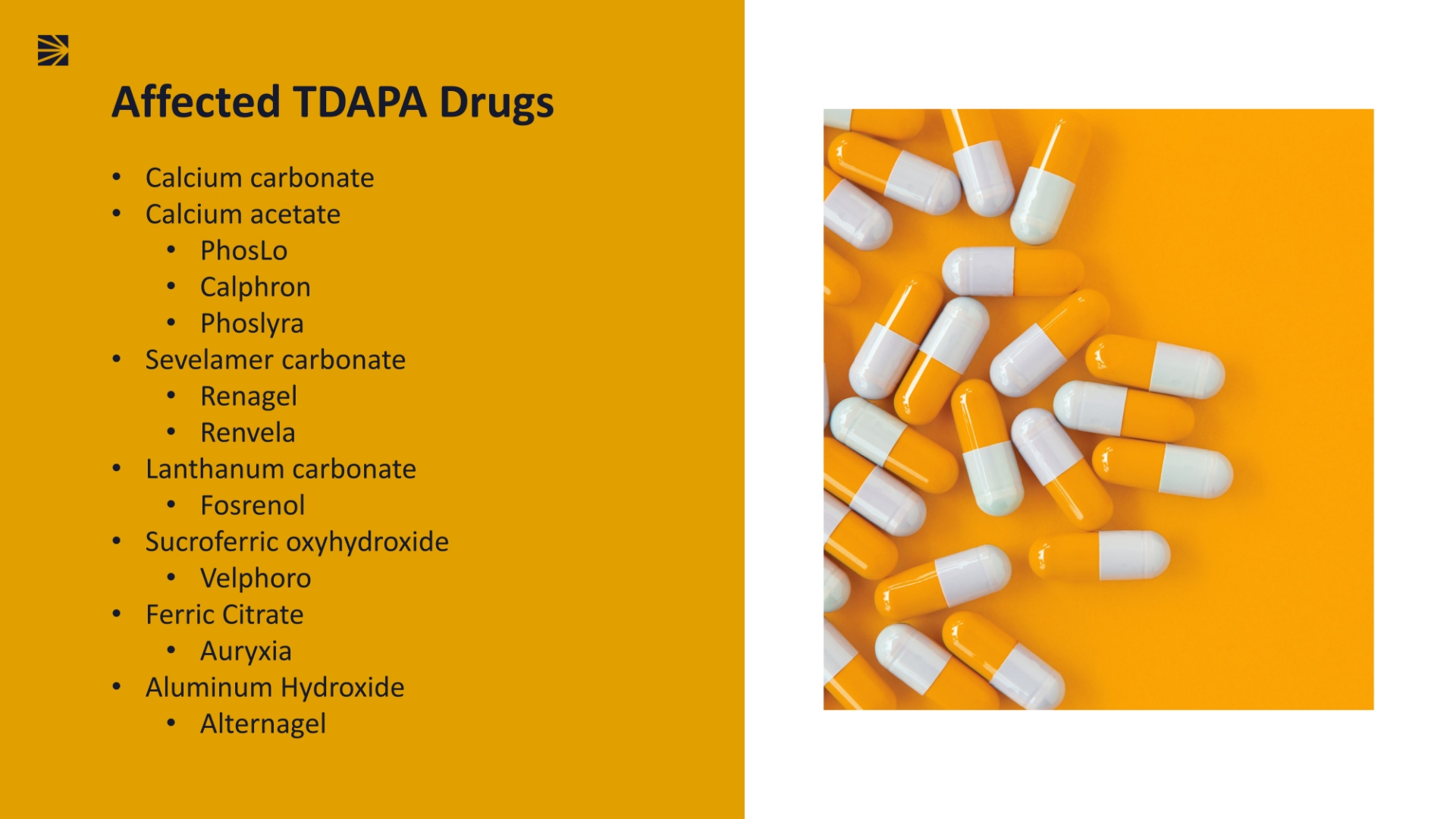 Affected TDAPA Drugs