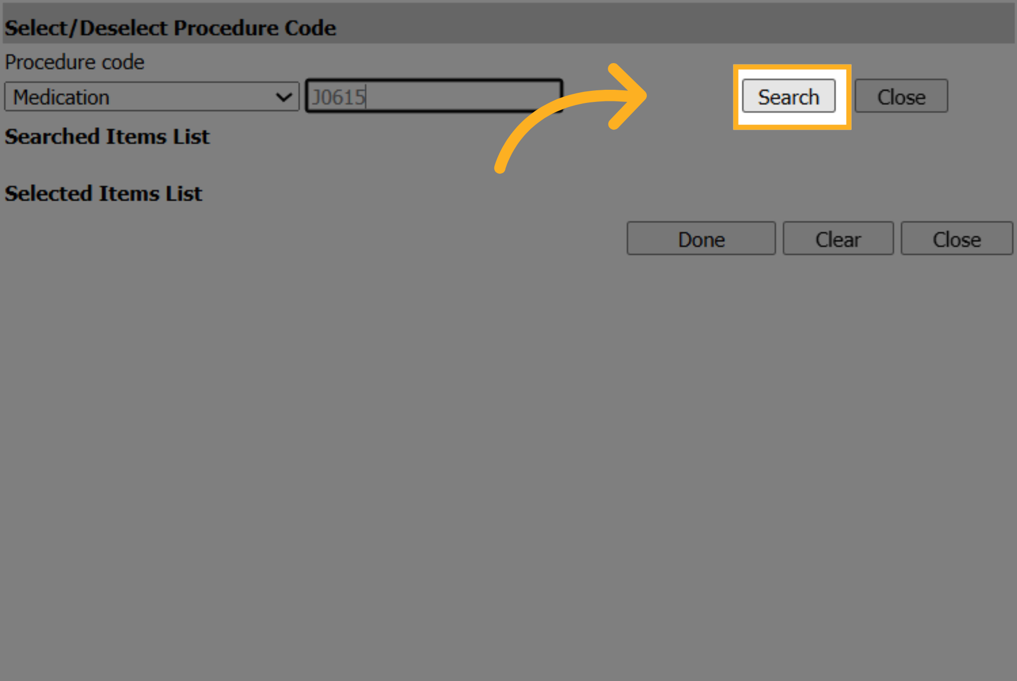 Execute Procedure Code Search