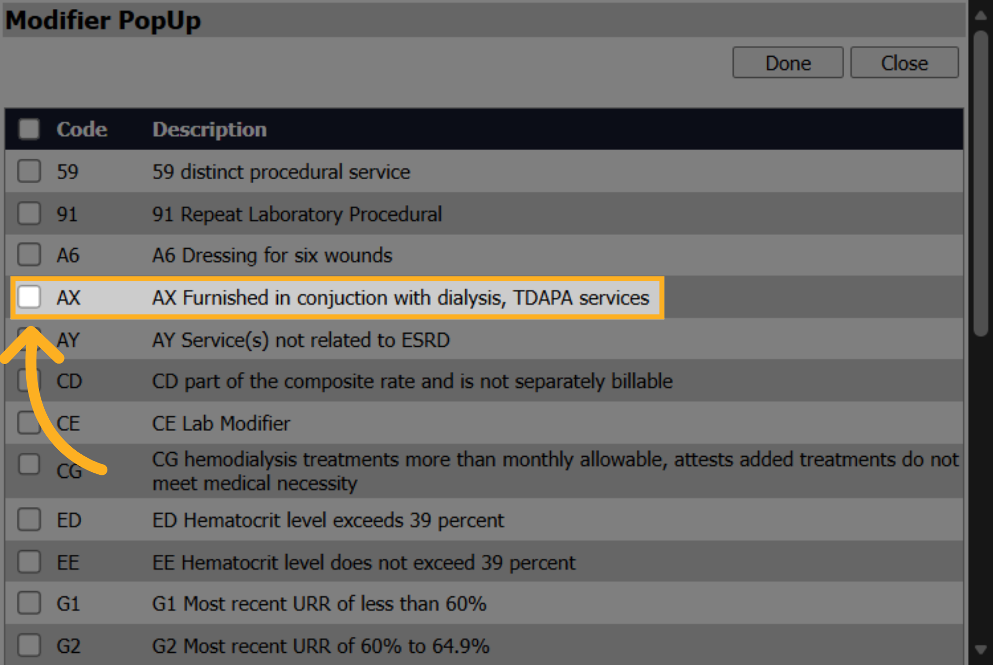 Enable Modifier Option