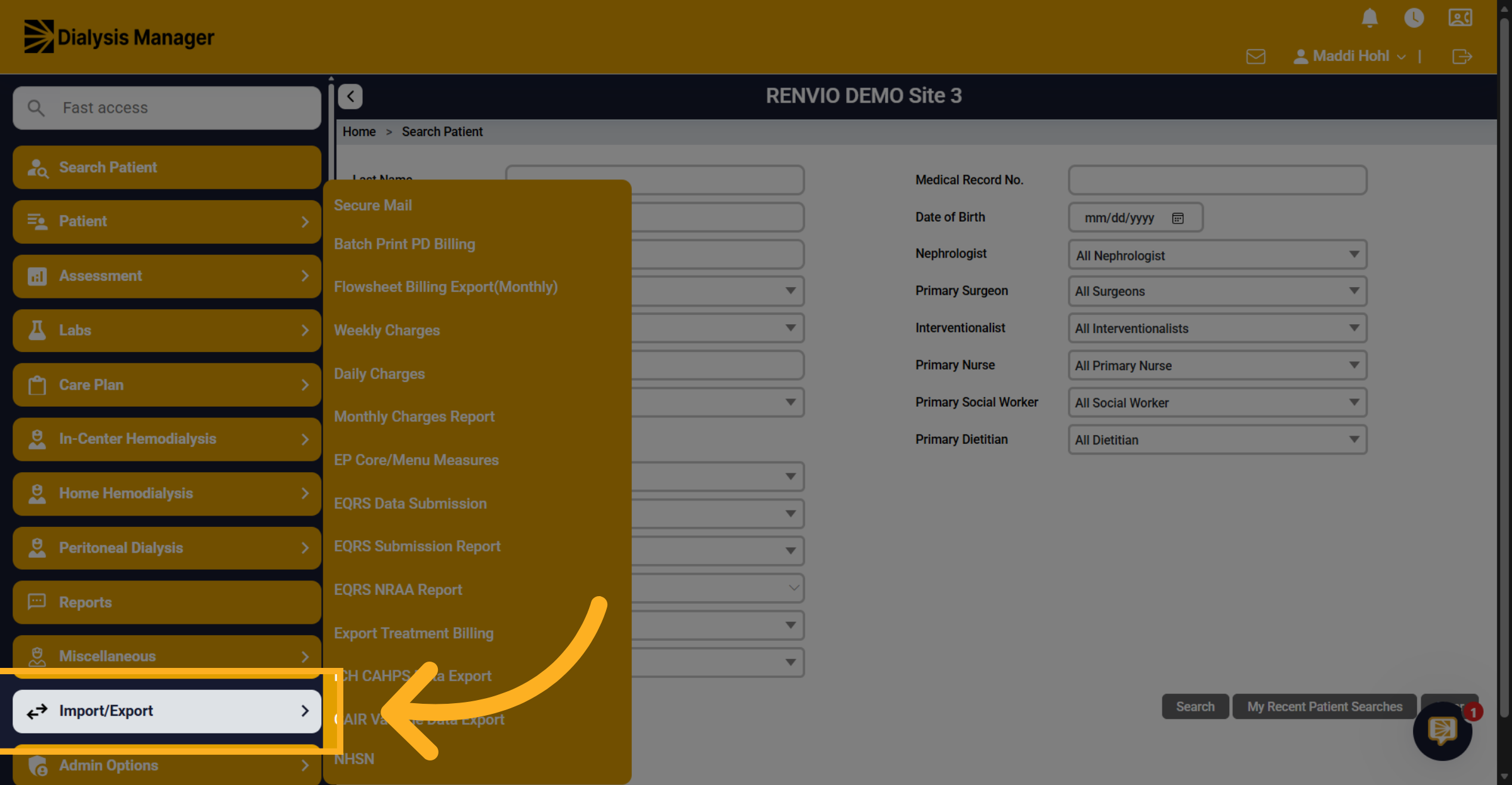 Access Import/Export Section