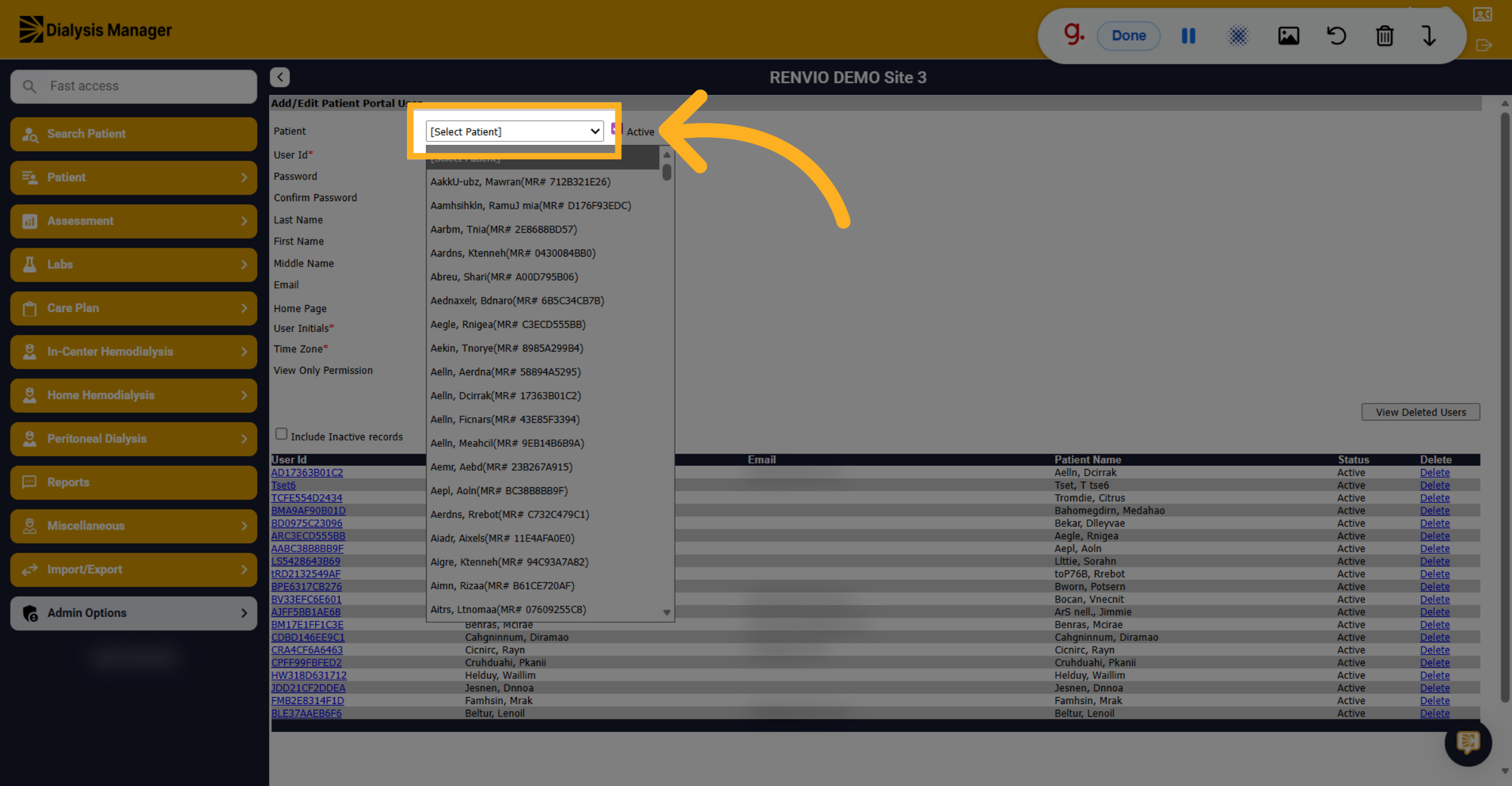 Select Patient Record
