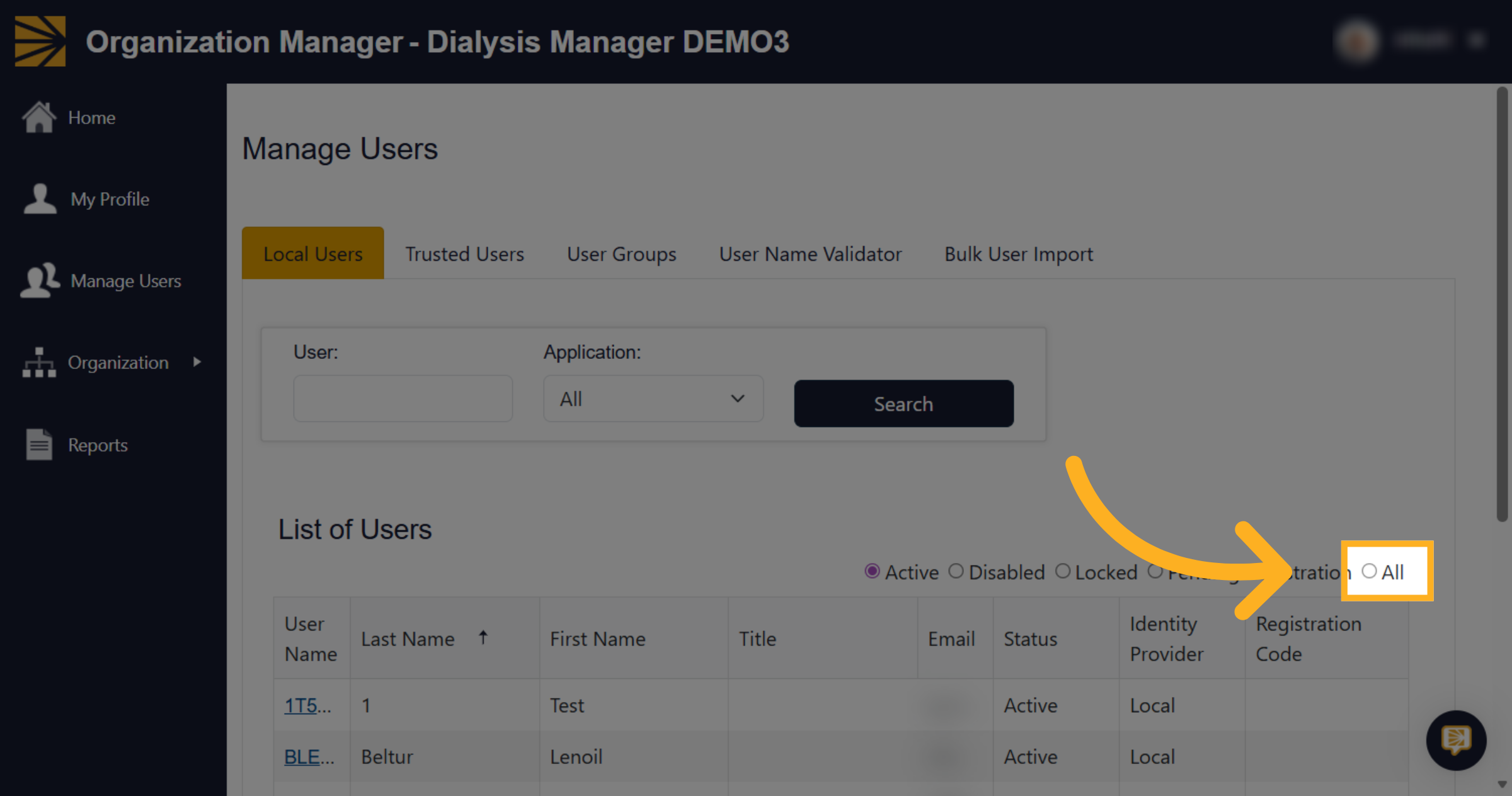 Select All Users