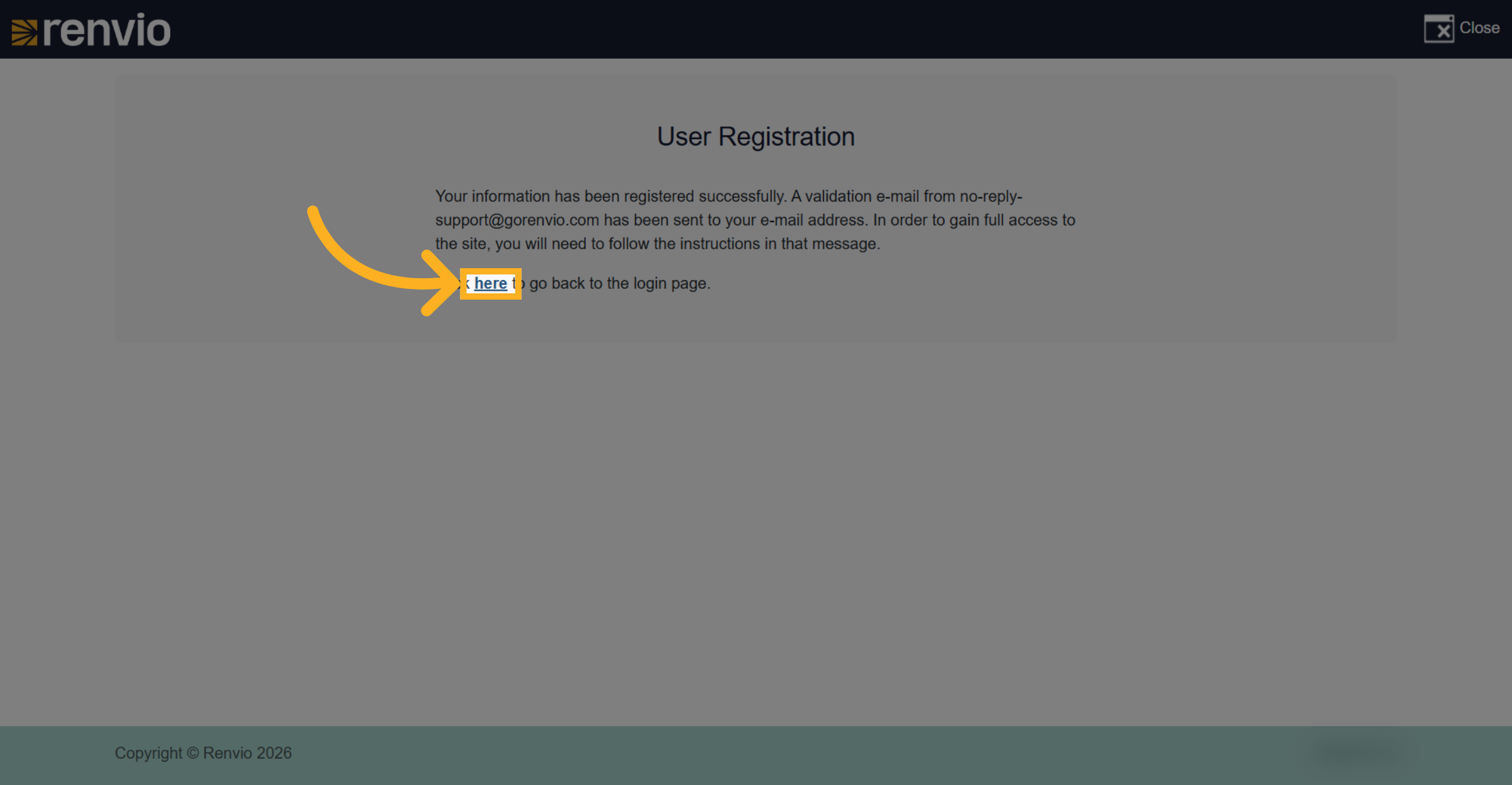 Confirm Registration Success