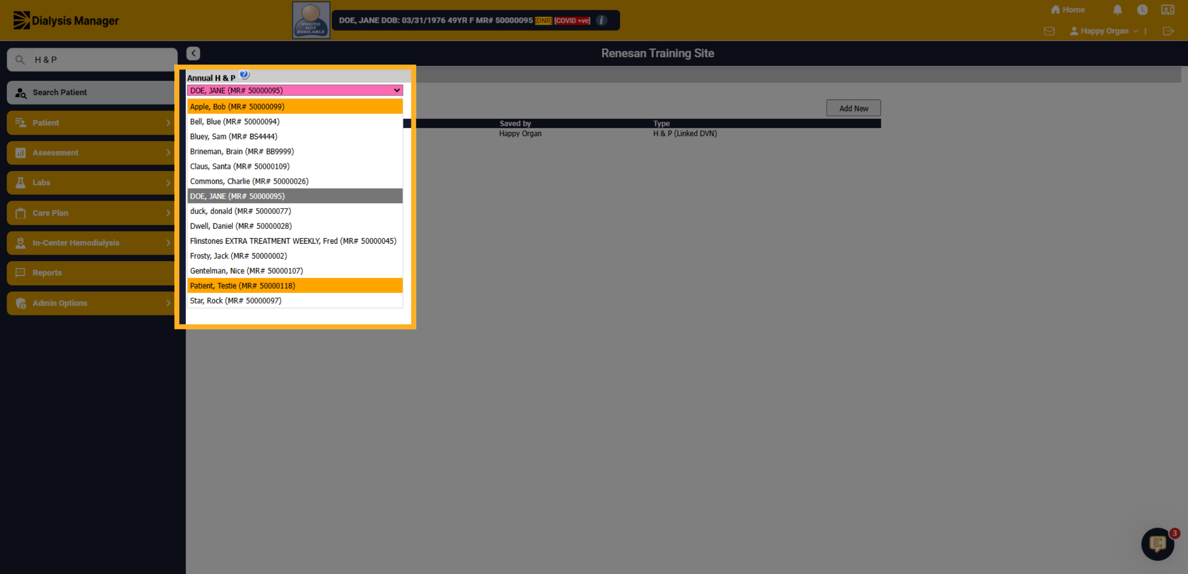 Patient dropdown