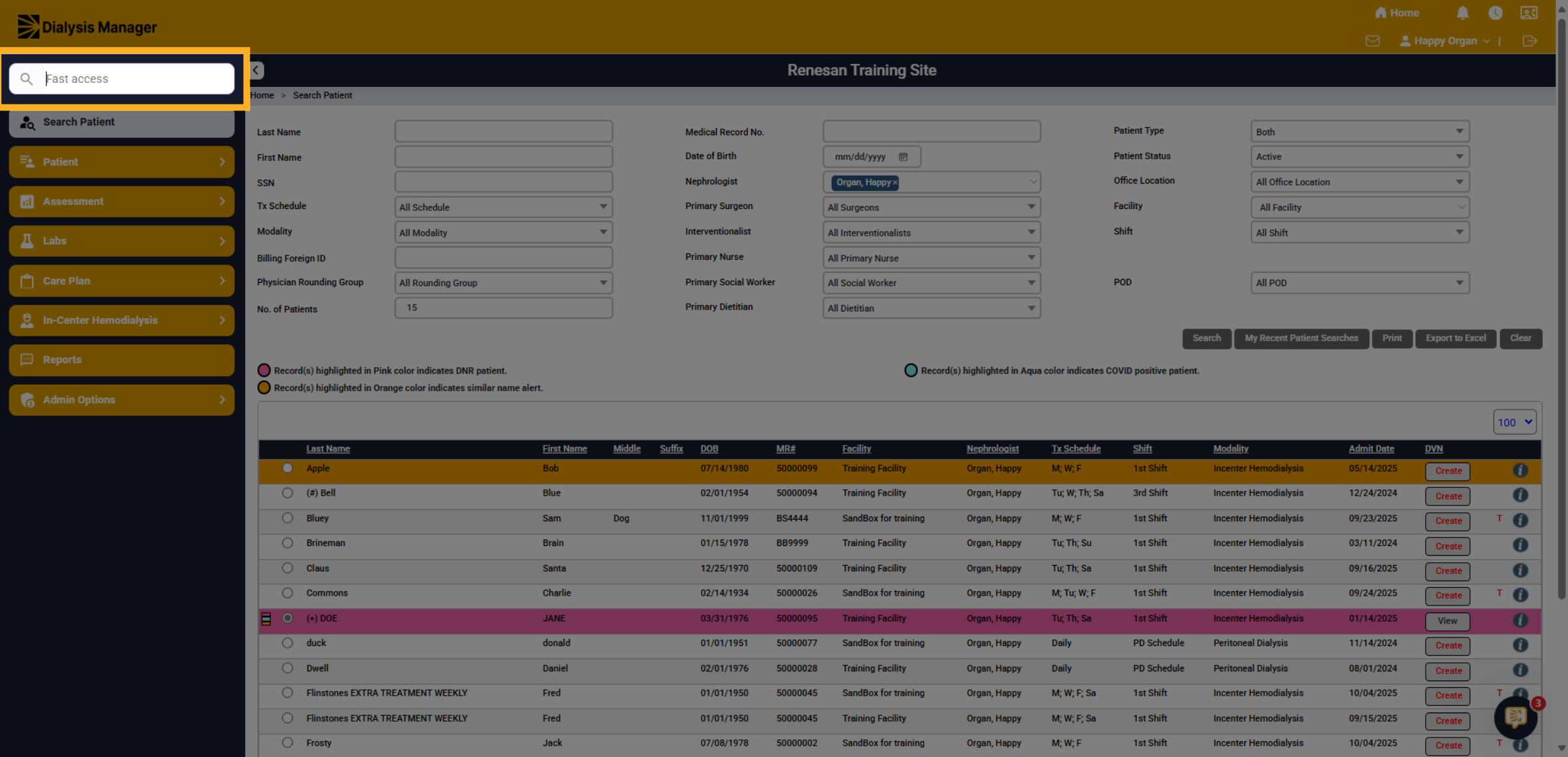 Open Fast Access Menu