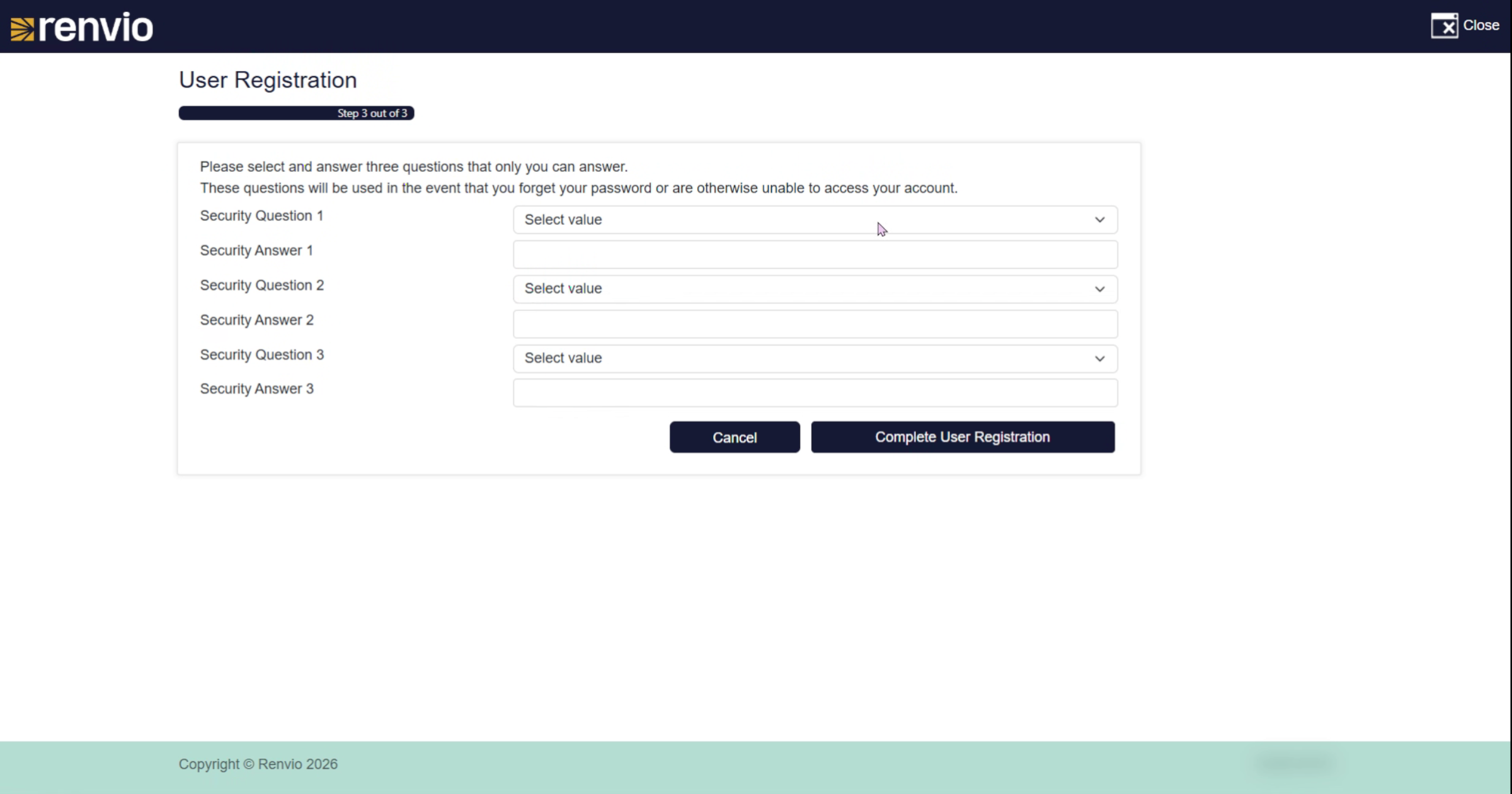 Select Security Question